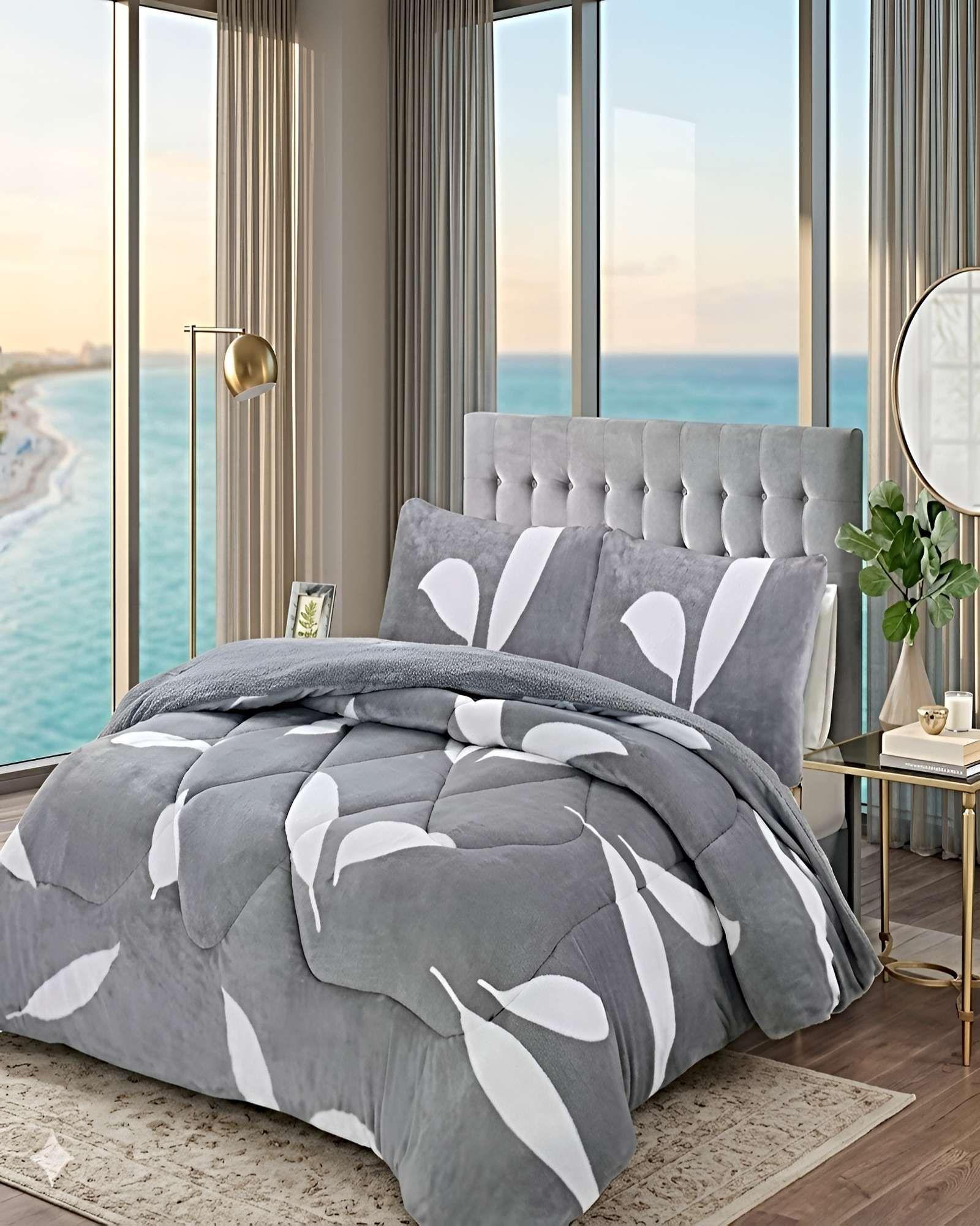 COBERTOR DE INVIERNO PLUSH 2 PLAZAS 230X250CM GRIS CLARO 2-3