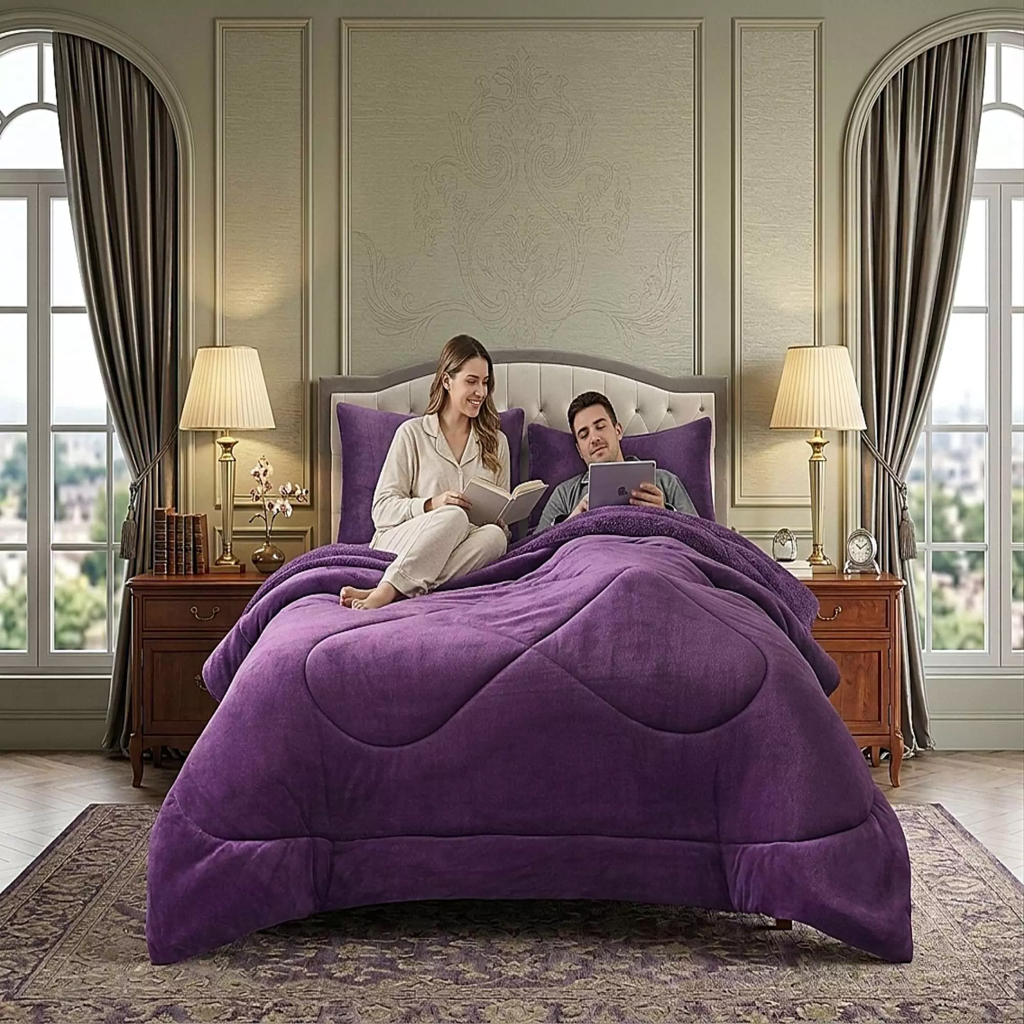 COBERTOR DE INVERNO PLUSH CON CHIPORRO CS KING MORADO-2
