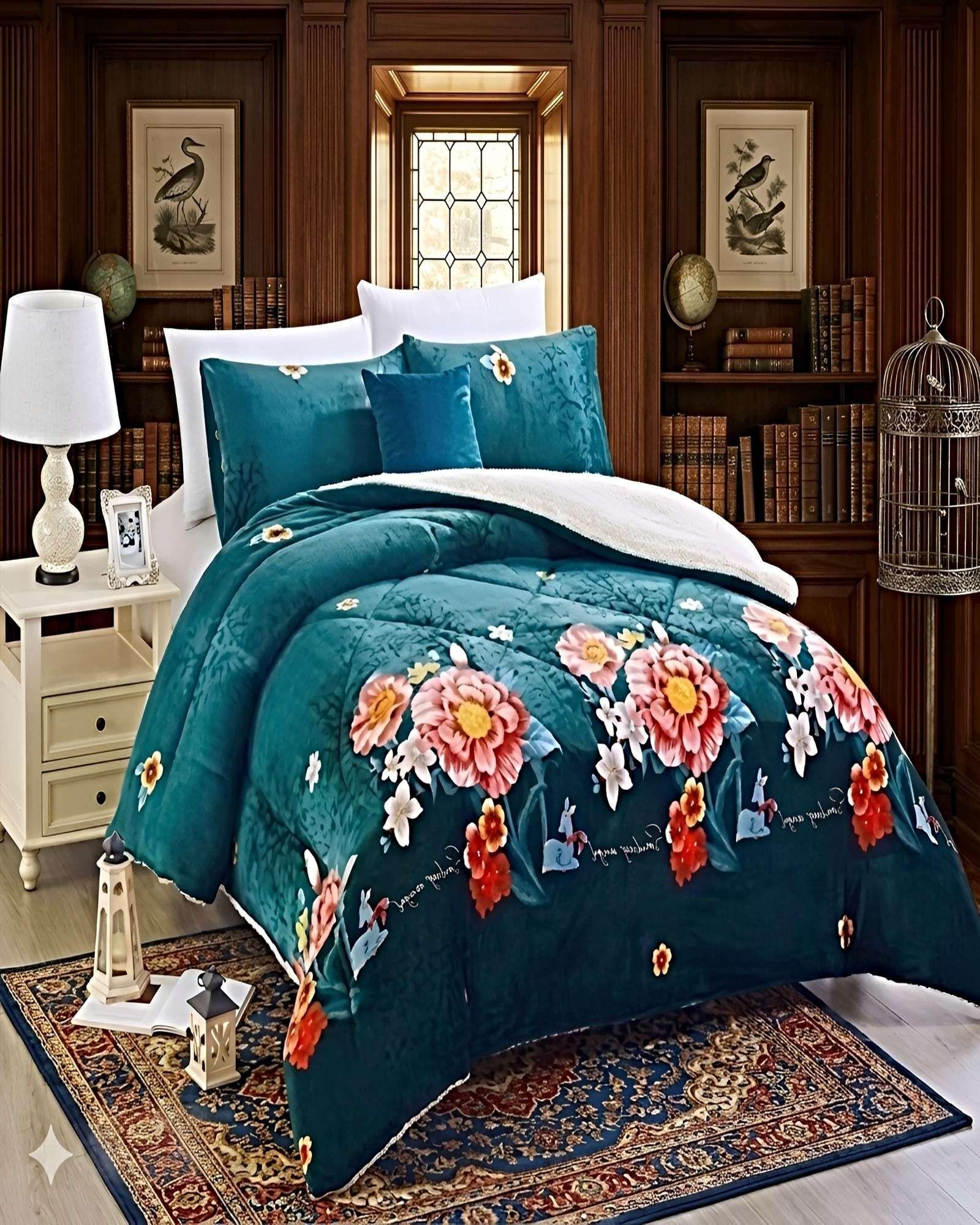 COBERTOR DE INVIERNO PLUSH 1.5 PLAZA 180X200CM VERDE-2