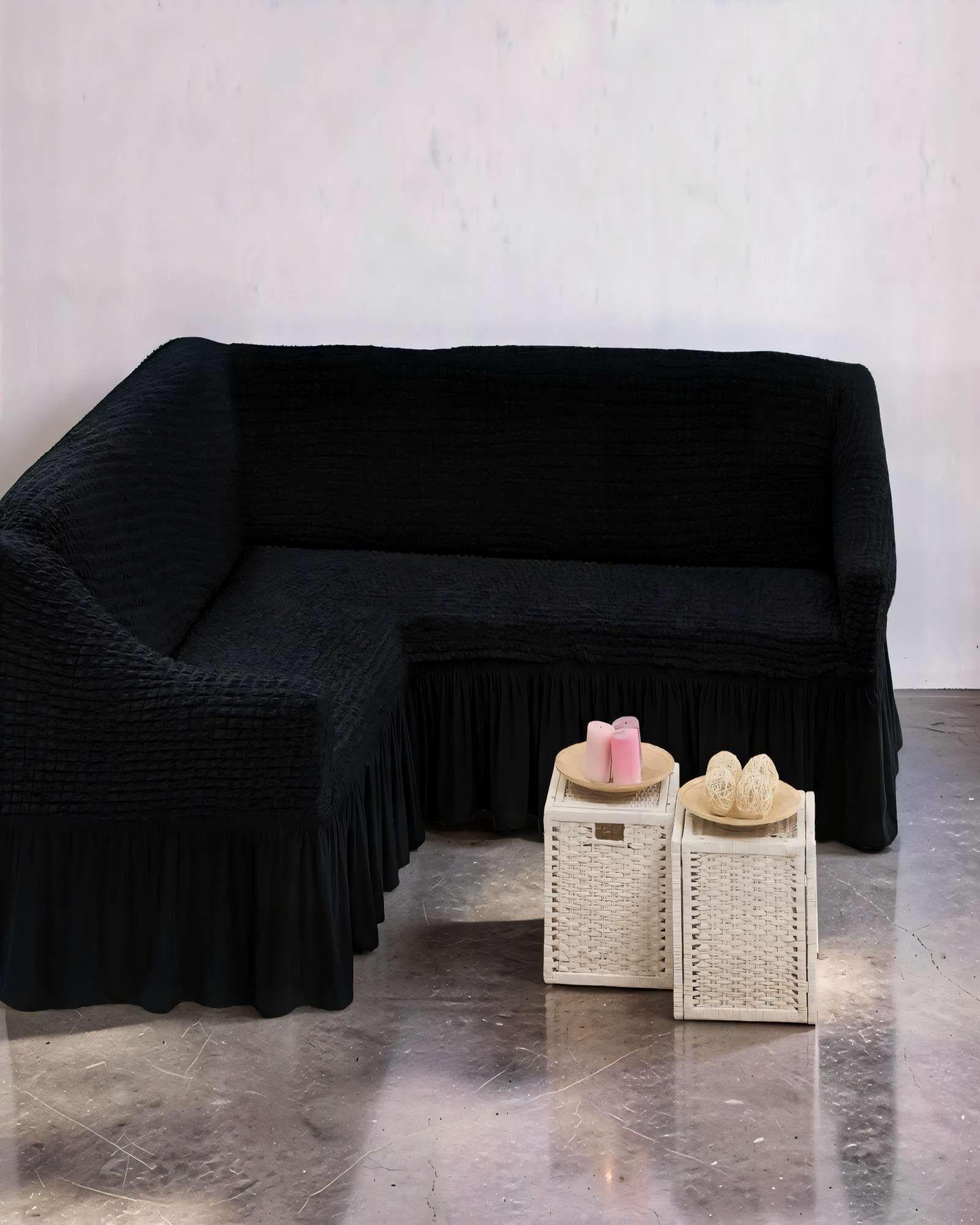 FUNDA DE SOFÁ TURCO EN FORMA DE L COLOR NEGRO-3