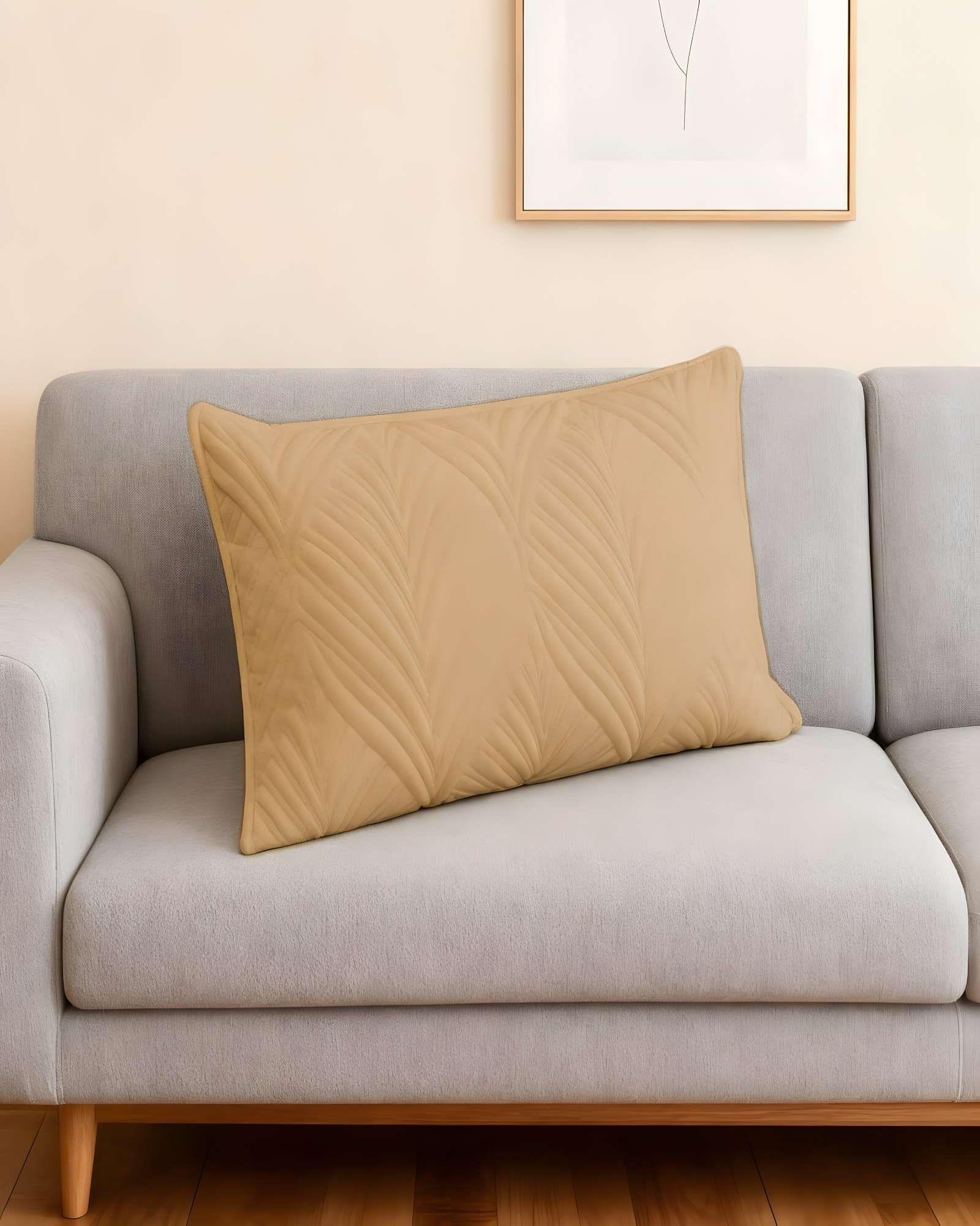 PACK DE 4 FUNDAS DE COJIN SERIE HOJAS 30X50 CM CAFÉ-2