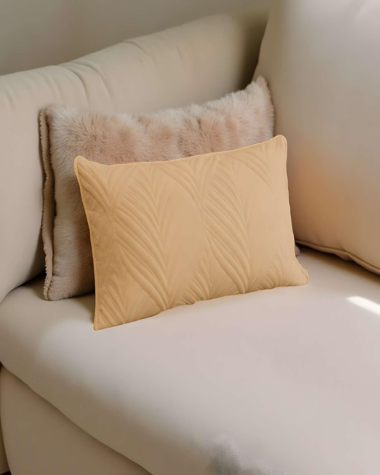 PACK DE 4 FUNDAS DE COJIN SERIE HOJAS 30X50 CM CAFÉ-3