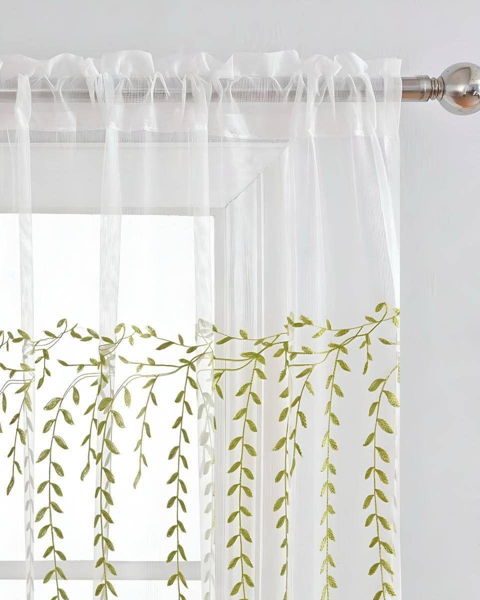 2 panel de Cortina visillo transparente con textura 140x230cm TF07-2