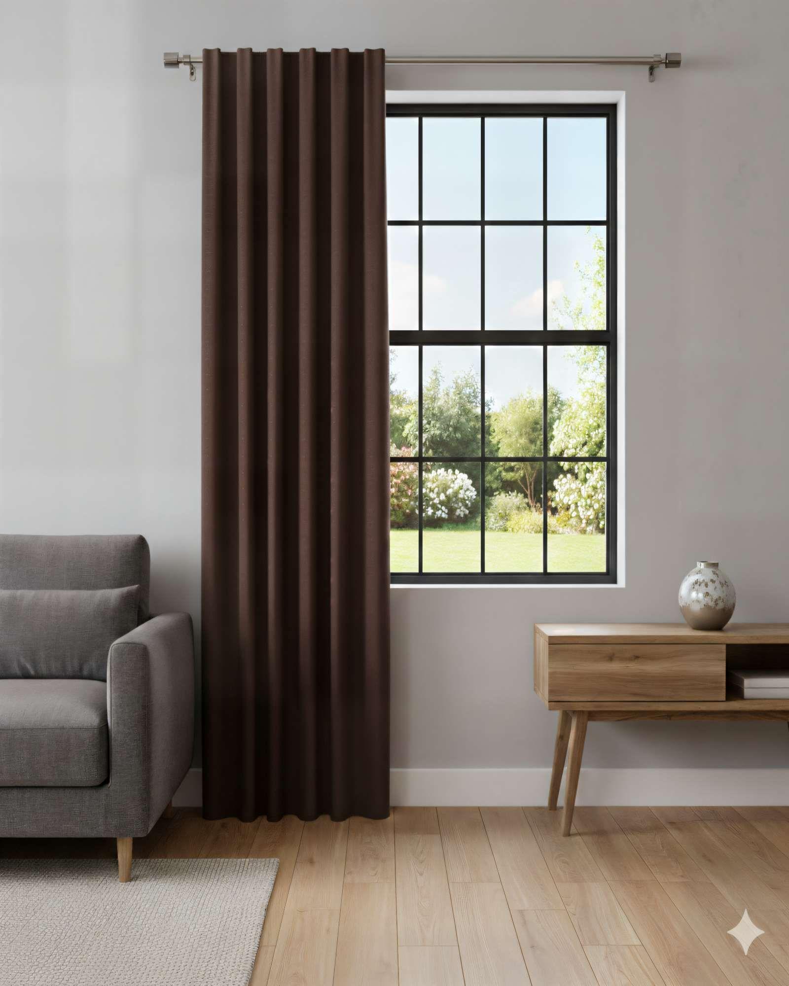 CORTINA BLACKOUT ENGOMADA 2 PAÑOS COLOR CAFÉ OSCURO-2