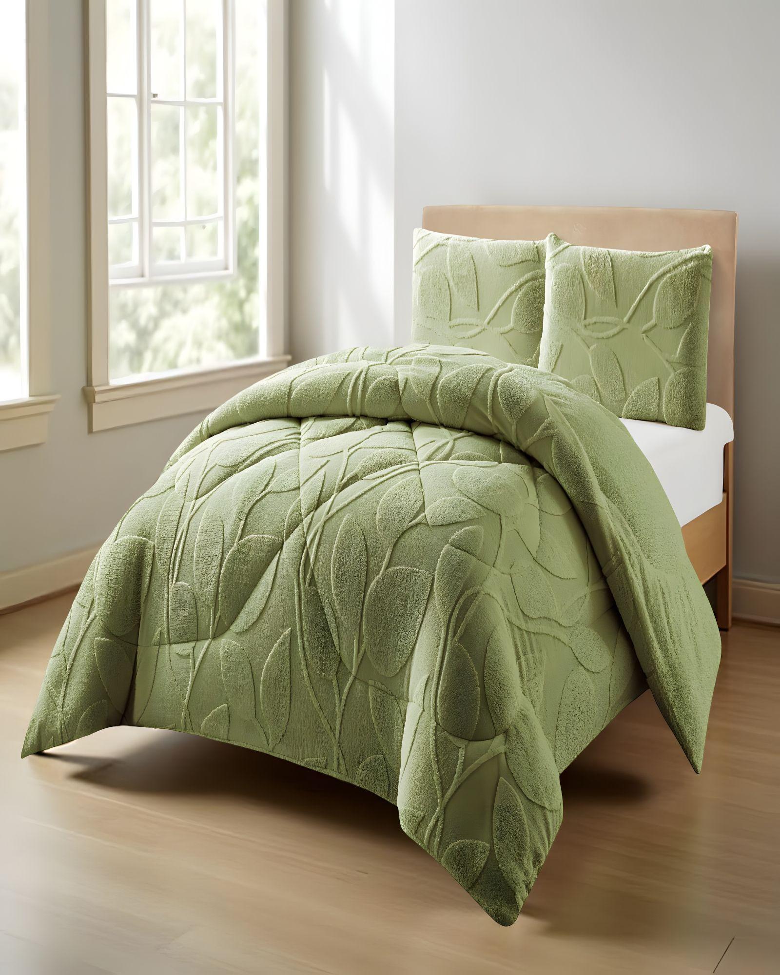 COBERTOR DE INVERNO TEXTURIZADA DISEÑO 01 PLAZA Y MEDIA VERDE-2