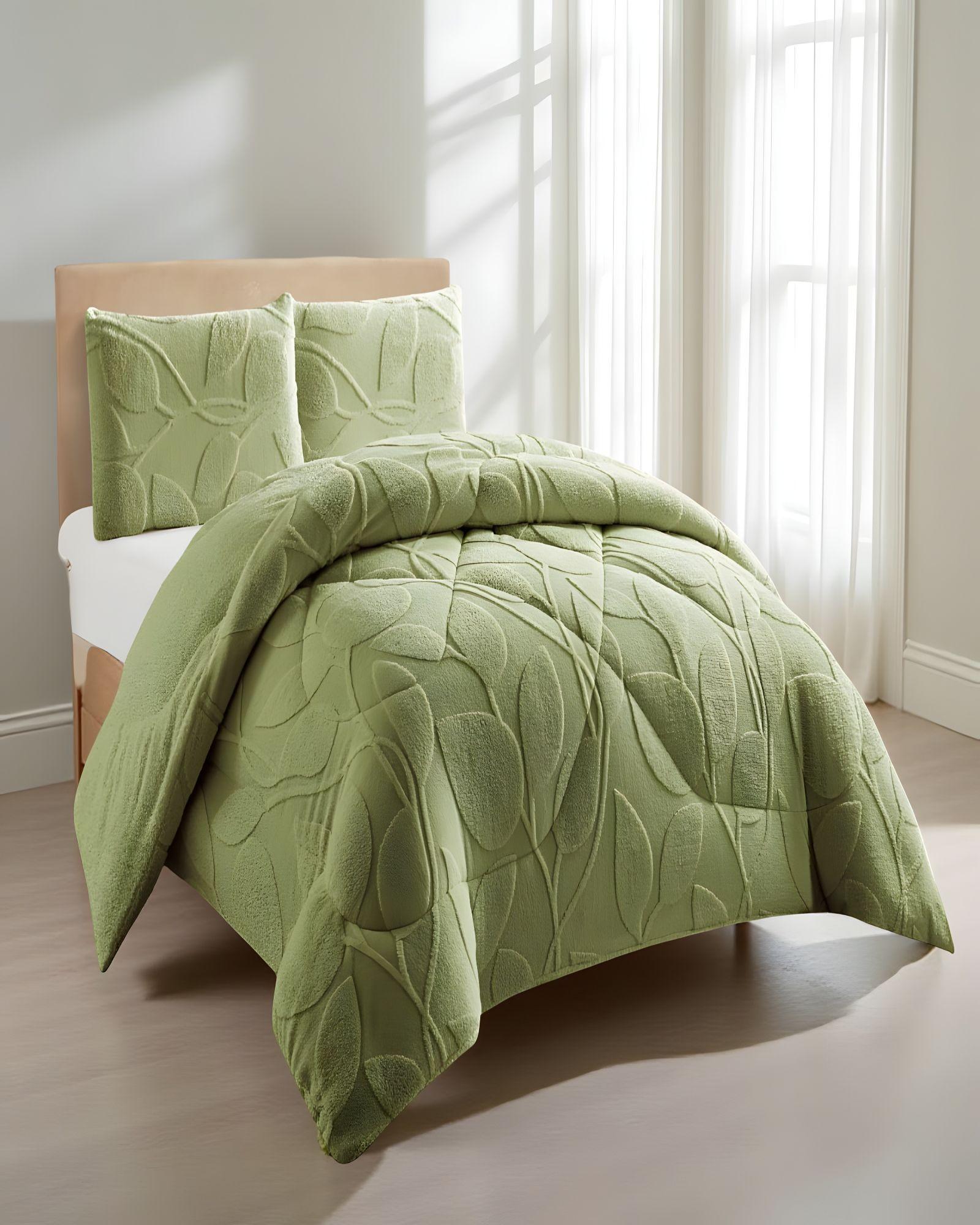 COBERTOR DE INVERNO TEXTURIZADA DISEÑO 01 PLAZA Y MEDIA VERDE-3