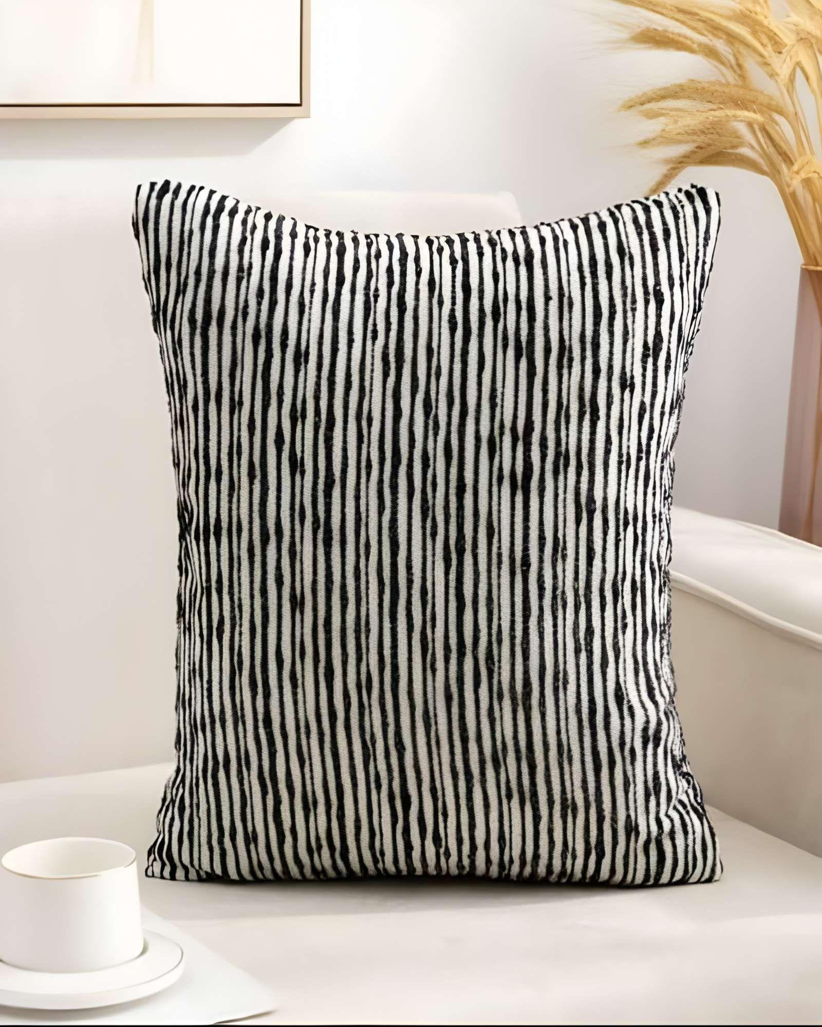 PACK DE 4 FUNDAS DE COJIN CHENILLE LINEA NEGRO-2