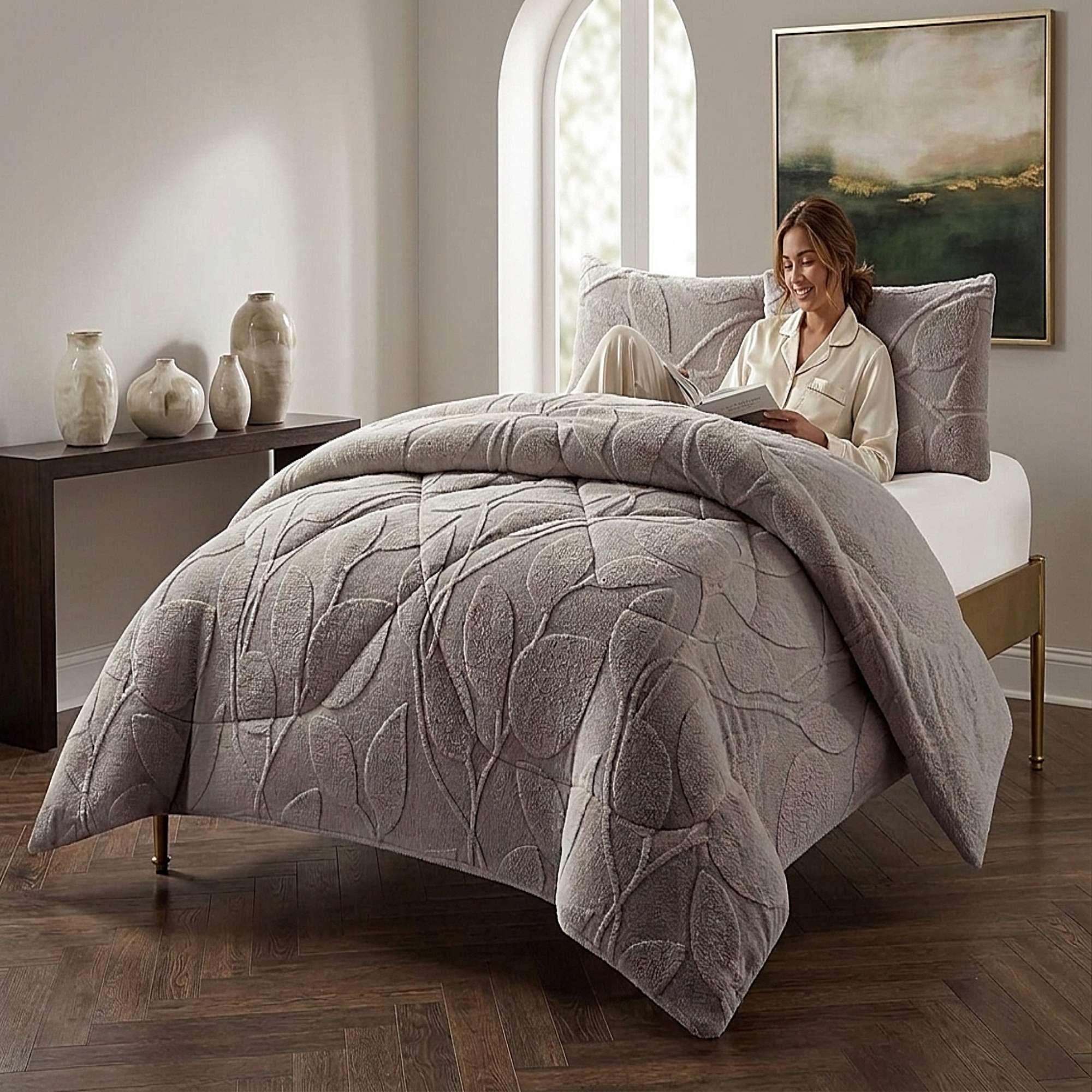 COBERTOR DE INVERNO TEXTURIZADO RY KING GRIS-2