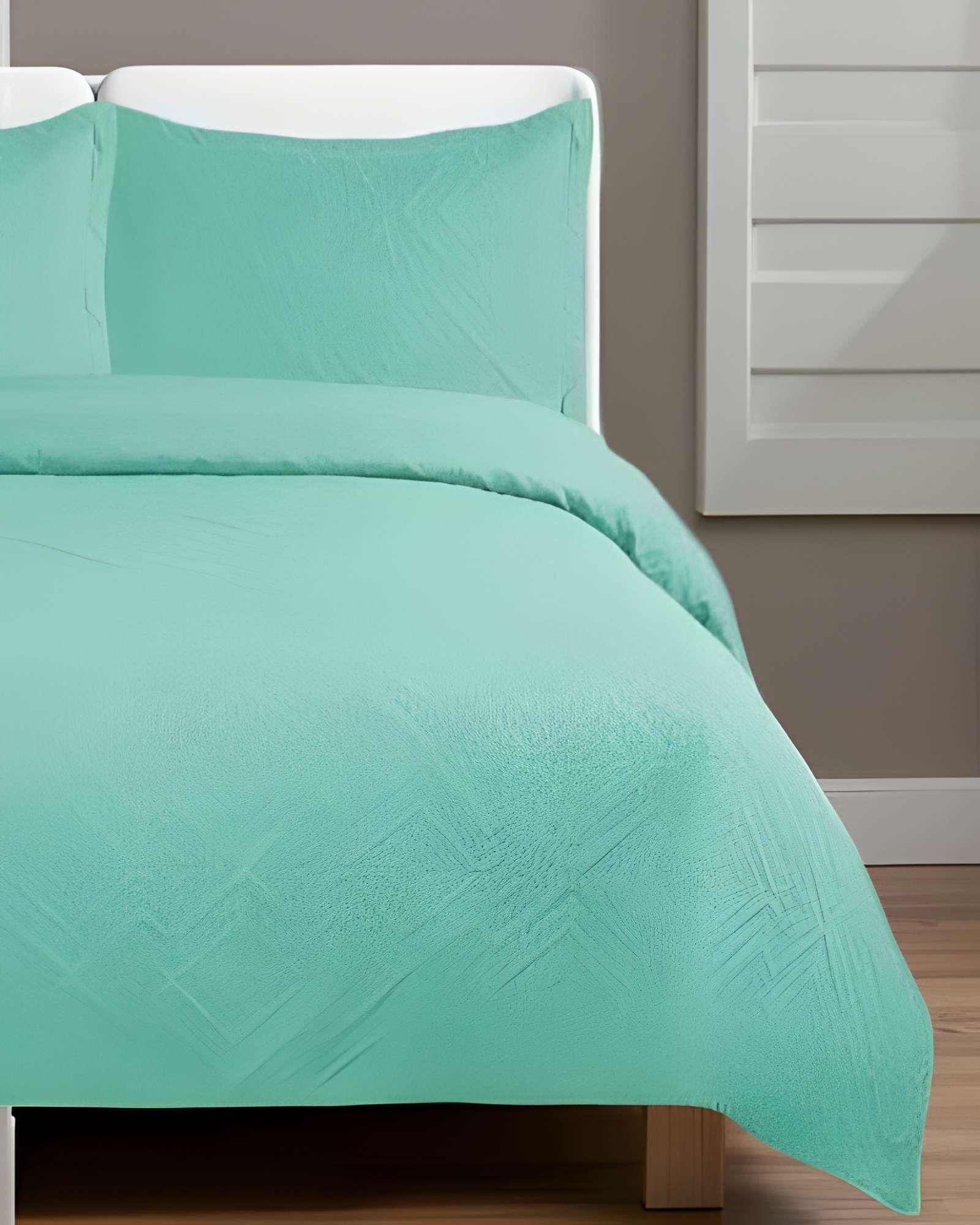 CUBRECAMA QUILT DE VERANO CON COLORES LISOS 2 PLAZAS TURQUESA-2