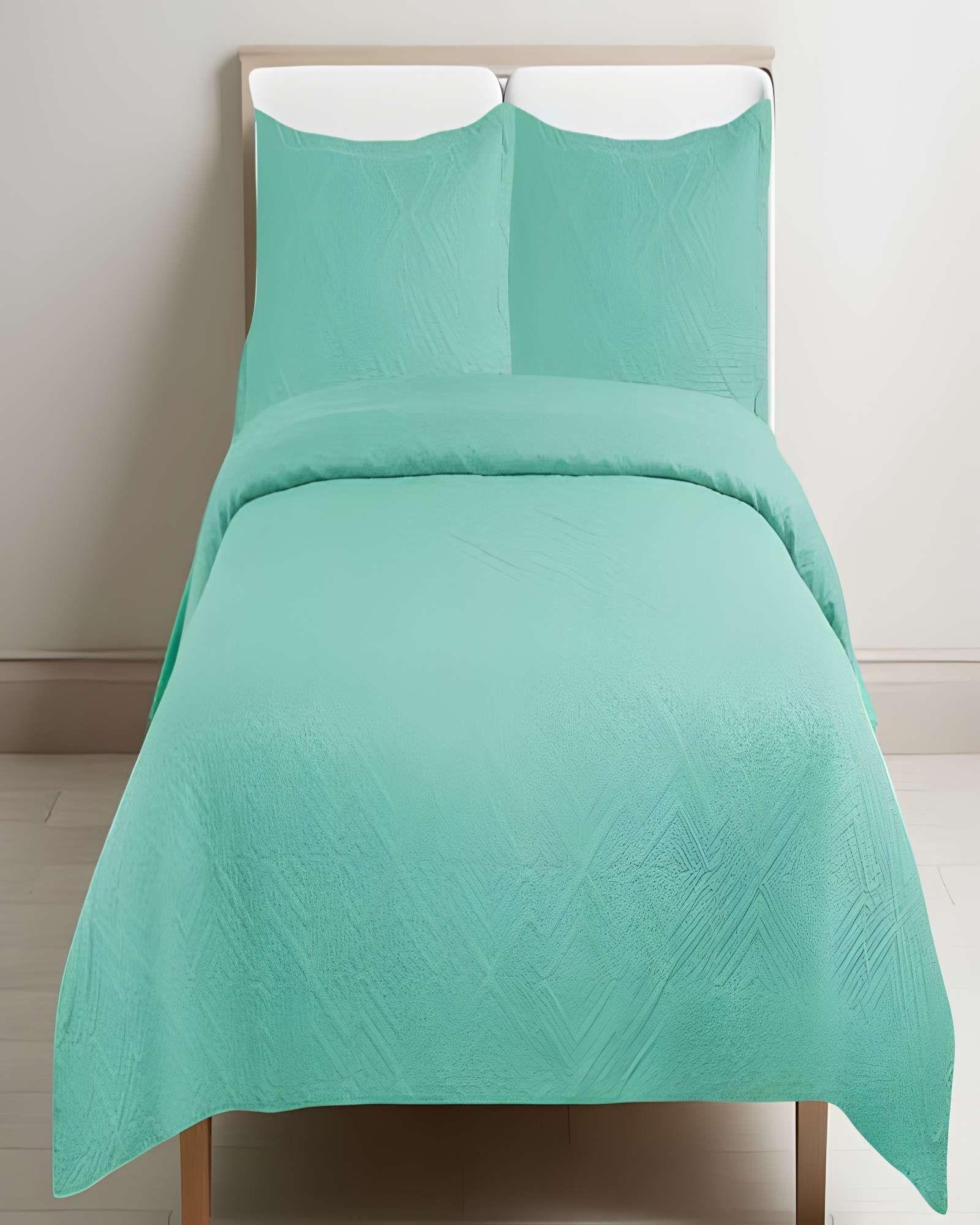 CUBRECAMA QUILT DE VERANO CON COLORES LISOS 2 PLAZAS TURQUESA-3