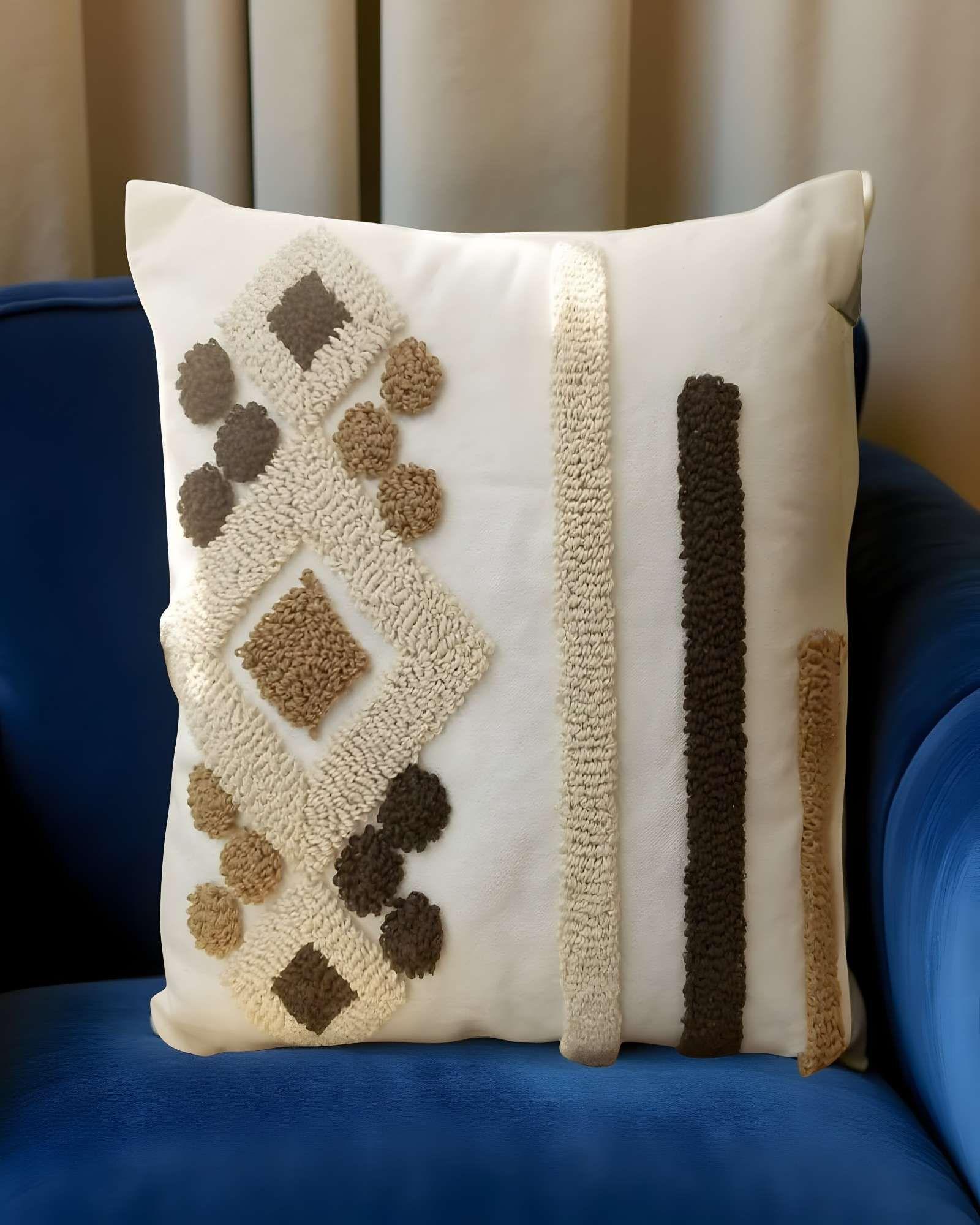 PACK DE 4 FUNDAS DE COJIN TUFTING 45X45 CM BEIGE 01-2