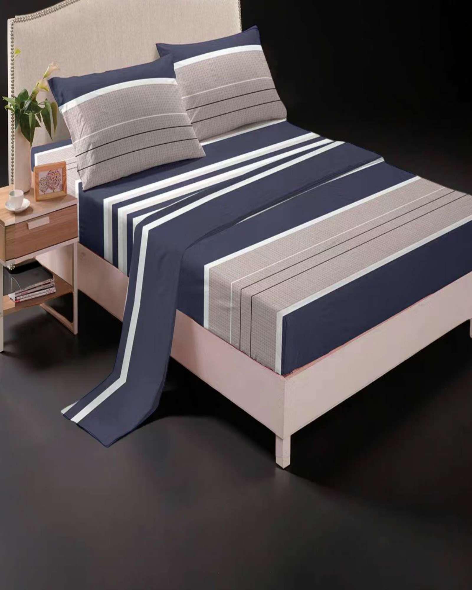 JUEGO DE SABANAS 200 HILOS  2 PLAZAS CON DISEÑO S05-2