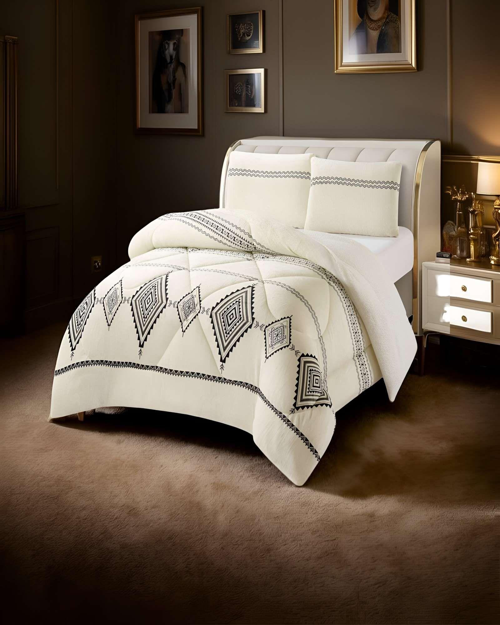 COBERTOR PLUSH CON CHIPORRO 2 PLAZAS 230X250CM BLANCO INVIERNO C5-2