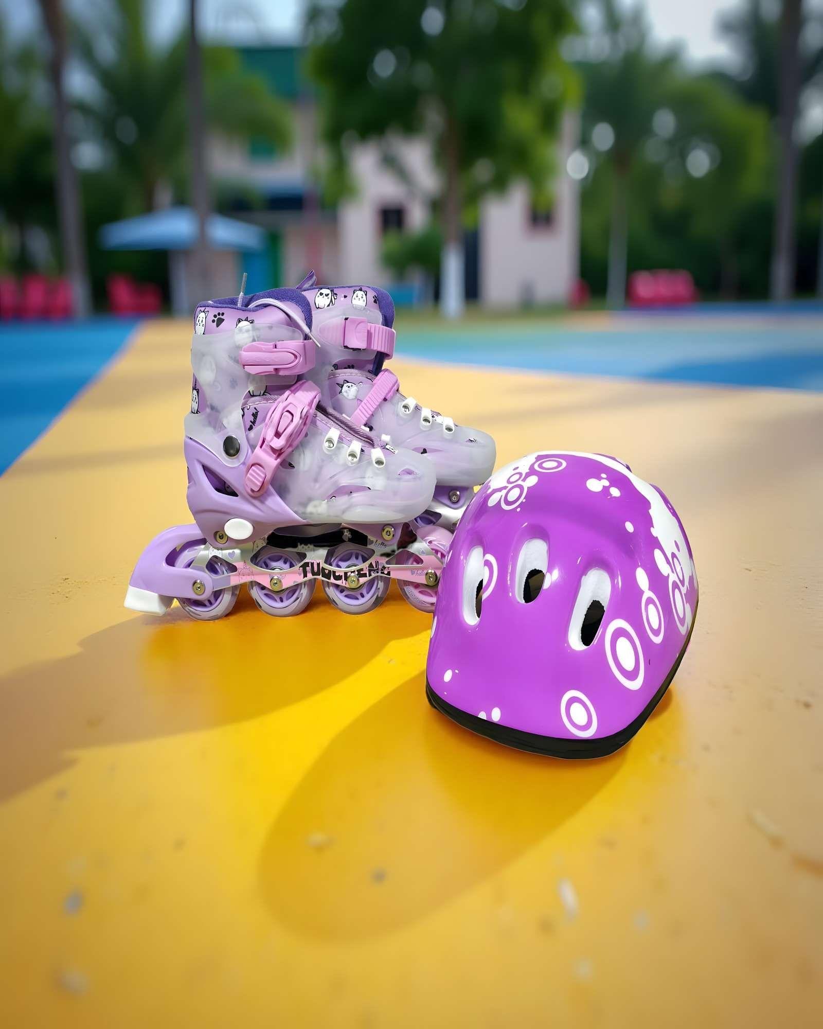 PATIN LINEAL CON LUCES Y KIT TALLA M 35-38 LILA2-2