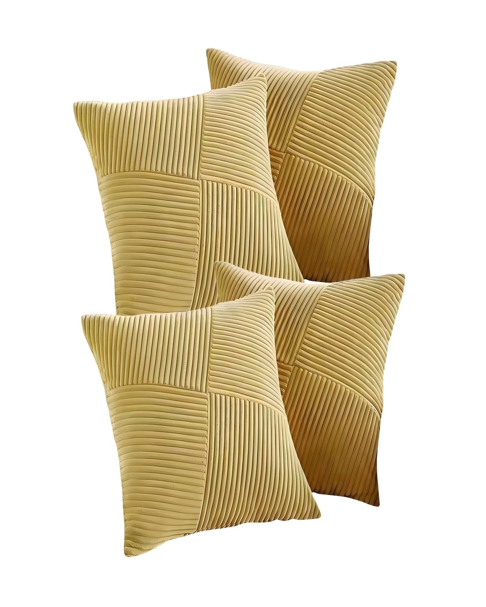 PACK DE 4 FUNDAS DE COJIN FELPA AMARILLO-0