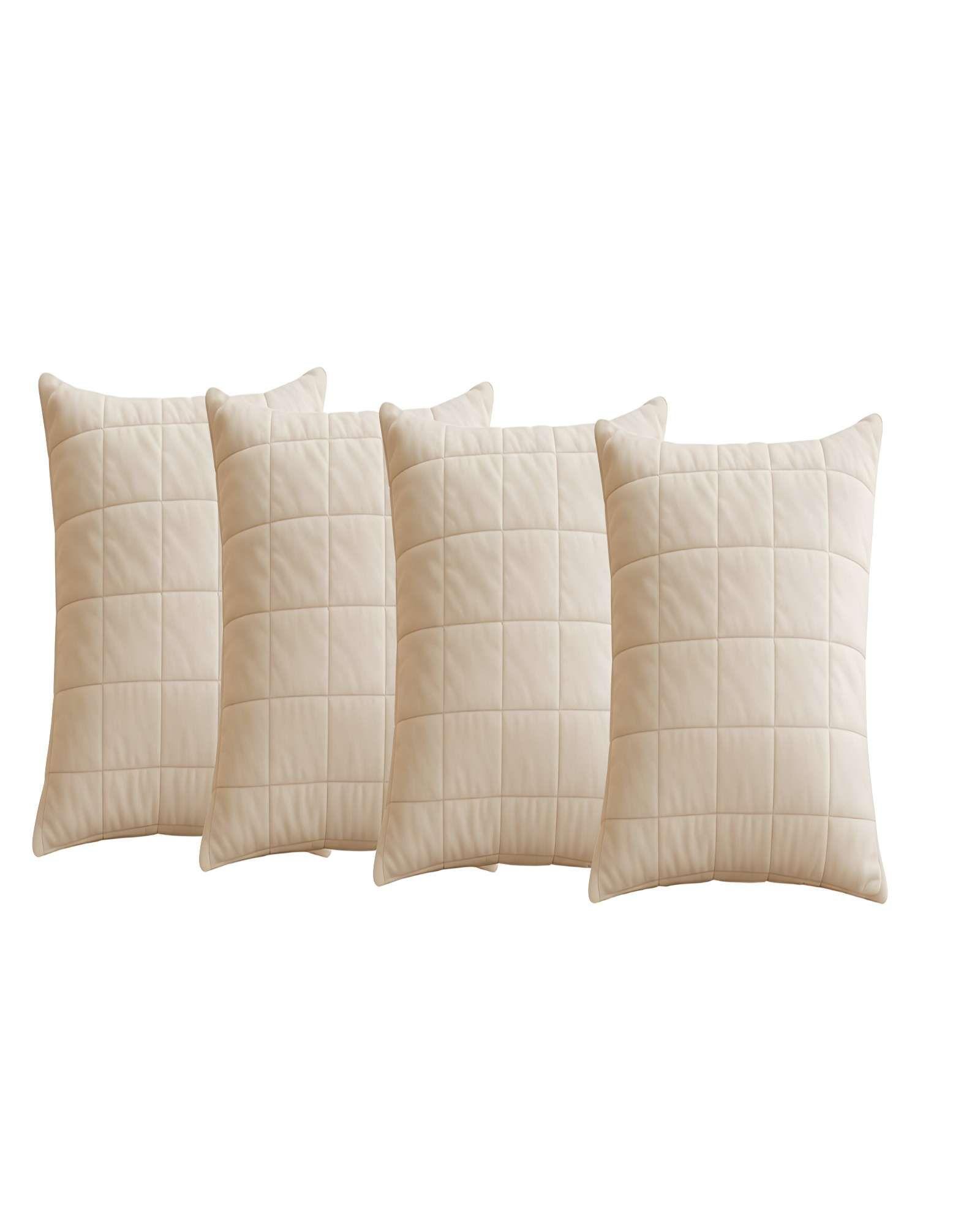 SET DE 4 FUNDAS DE COJIN TERCIOPELO GRID 45X45 BEIGE-0