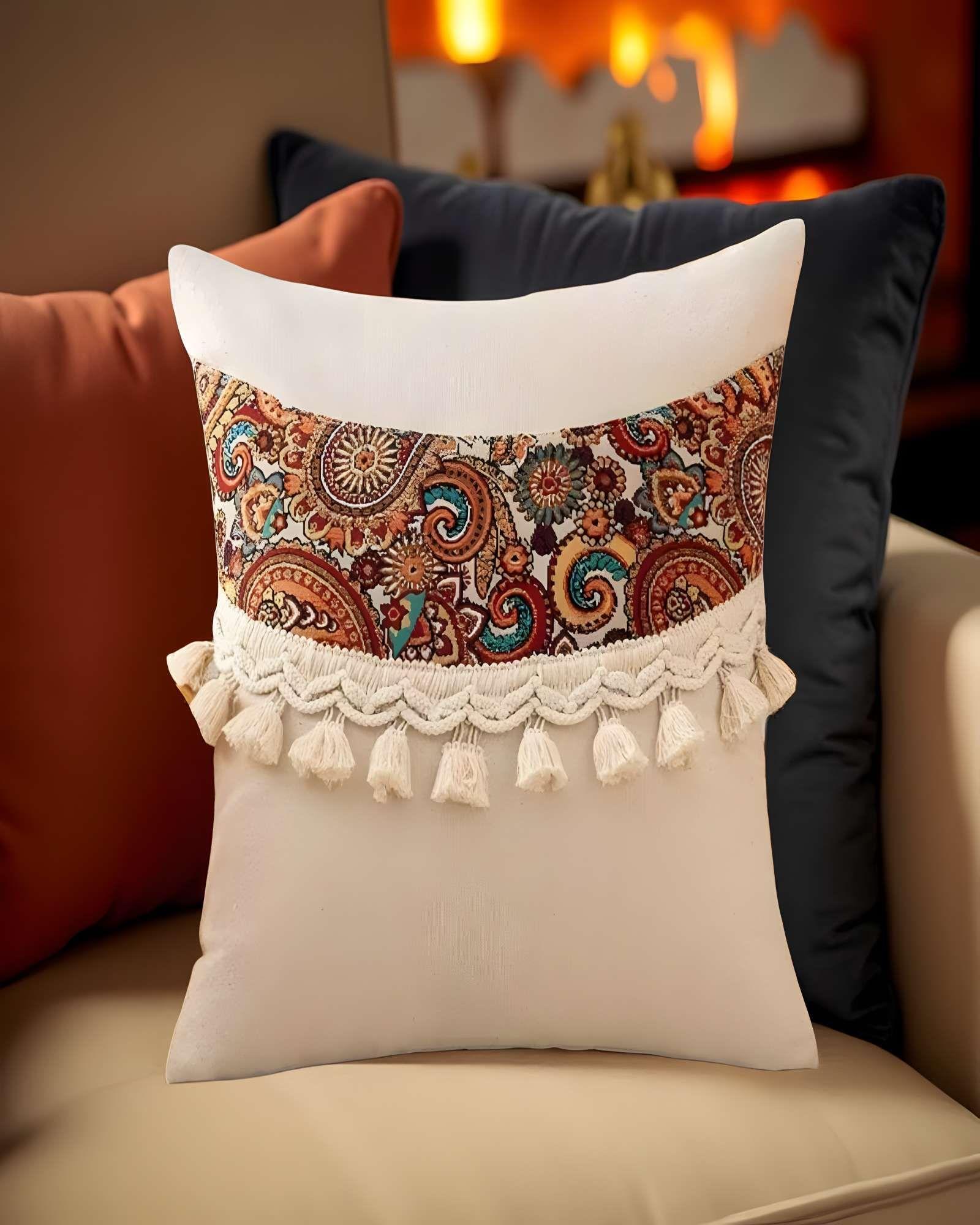 SET DE 2 FUNDAS DE COJIN LINO MANDALA 45X45 BEIGE 04-2