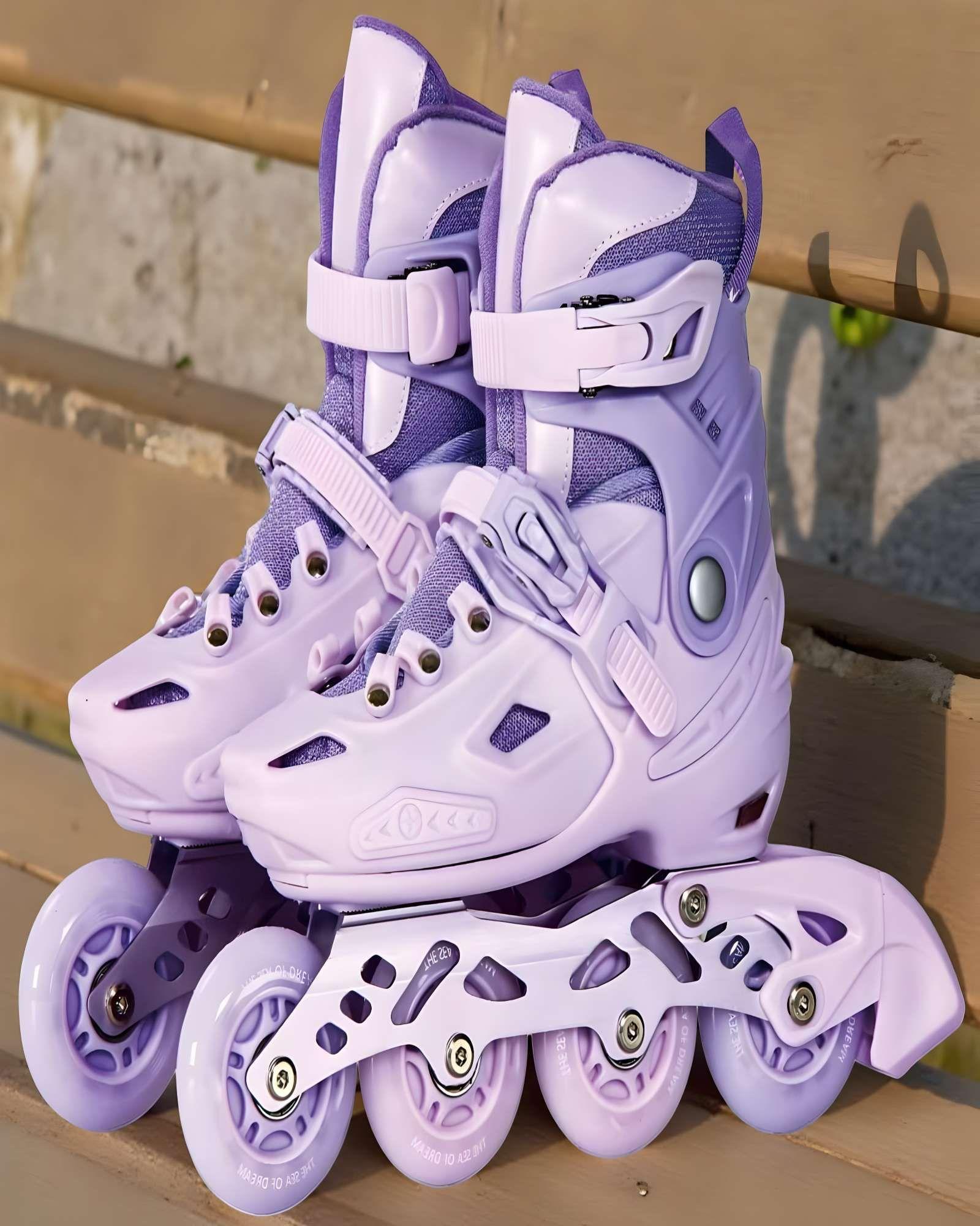 PATIN LINEAL CON LUCES Y KIT TALLA M 33-35 LILA1-3