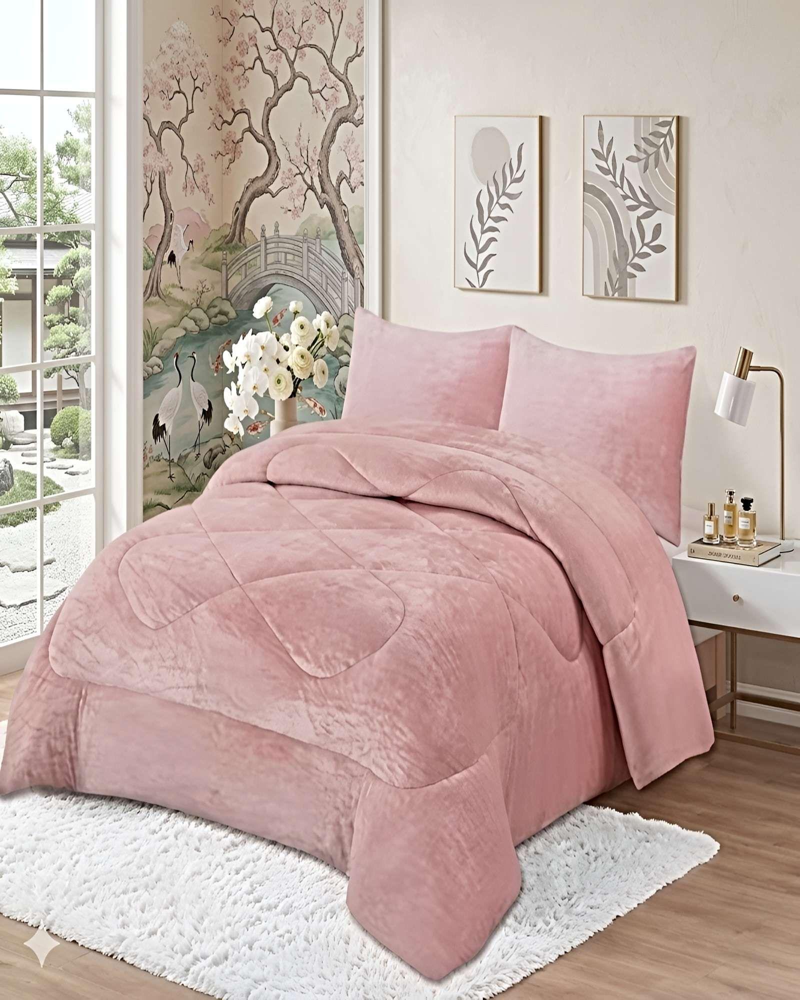 COBERTOR DE INVIERNO PLUSH 2 PLAZAS 230X250CM ROSA 3-2
