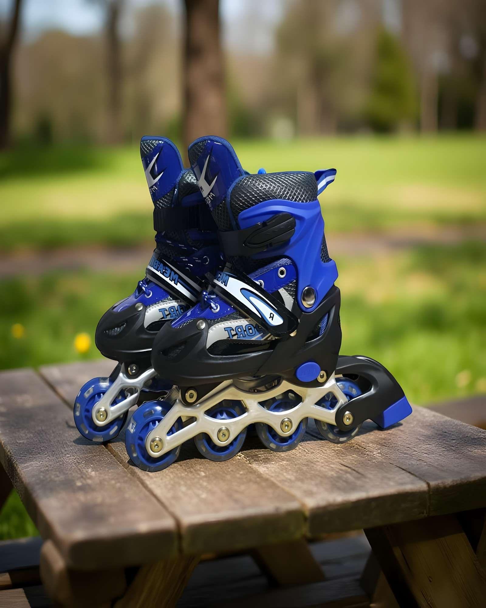 PATIN LINEAL CON LUCES Y KIT TALLA M 35-38 AZUL OSCURO-3