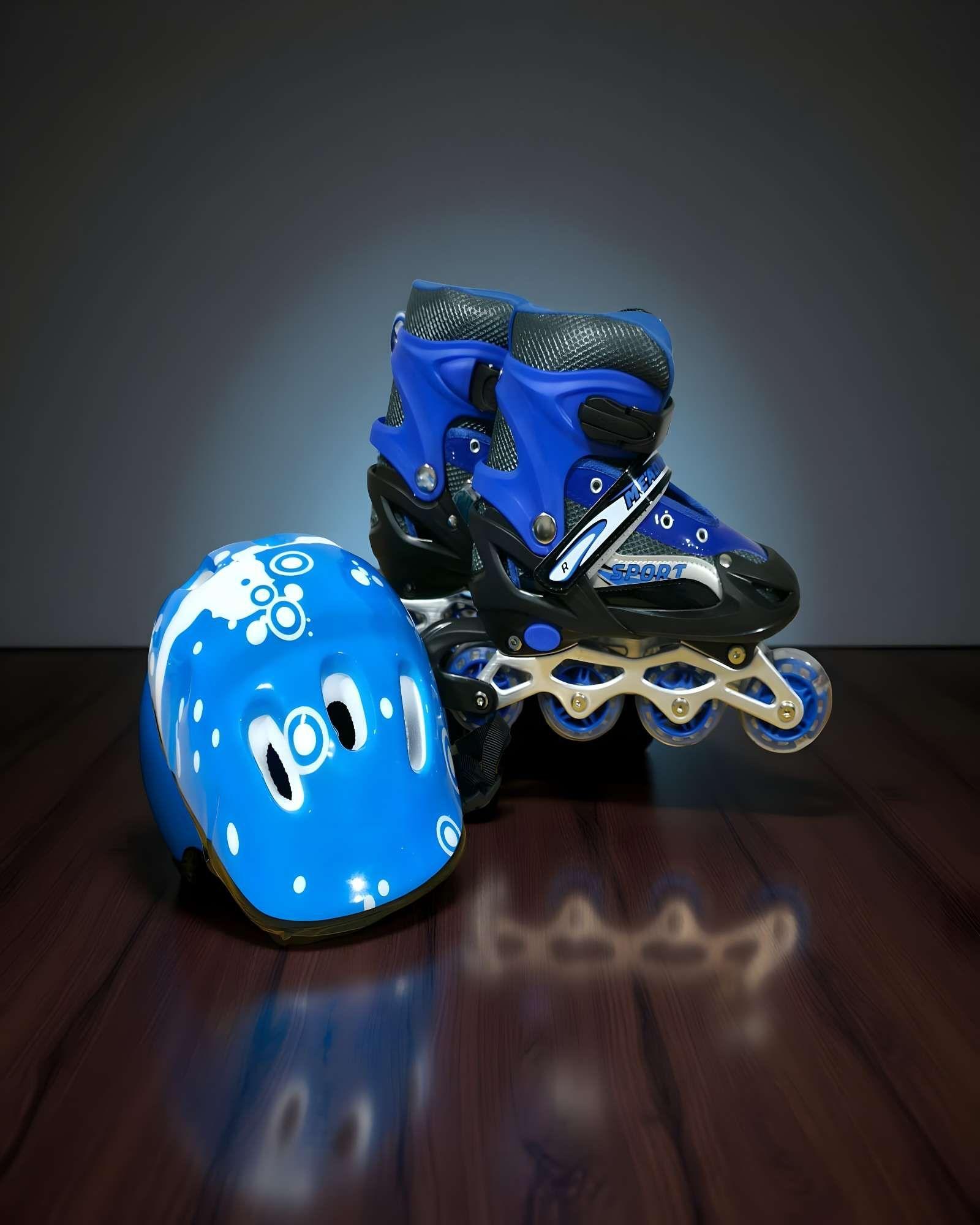 PATIN LINEAL CON LUCES Y KIT TALLA M 35-38 AZUL OSCURO-2