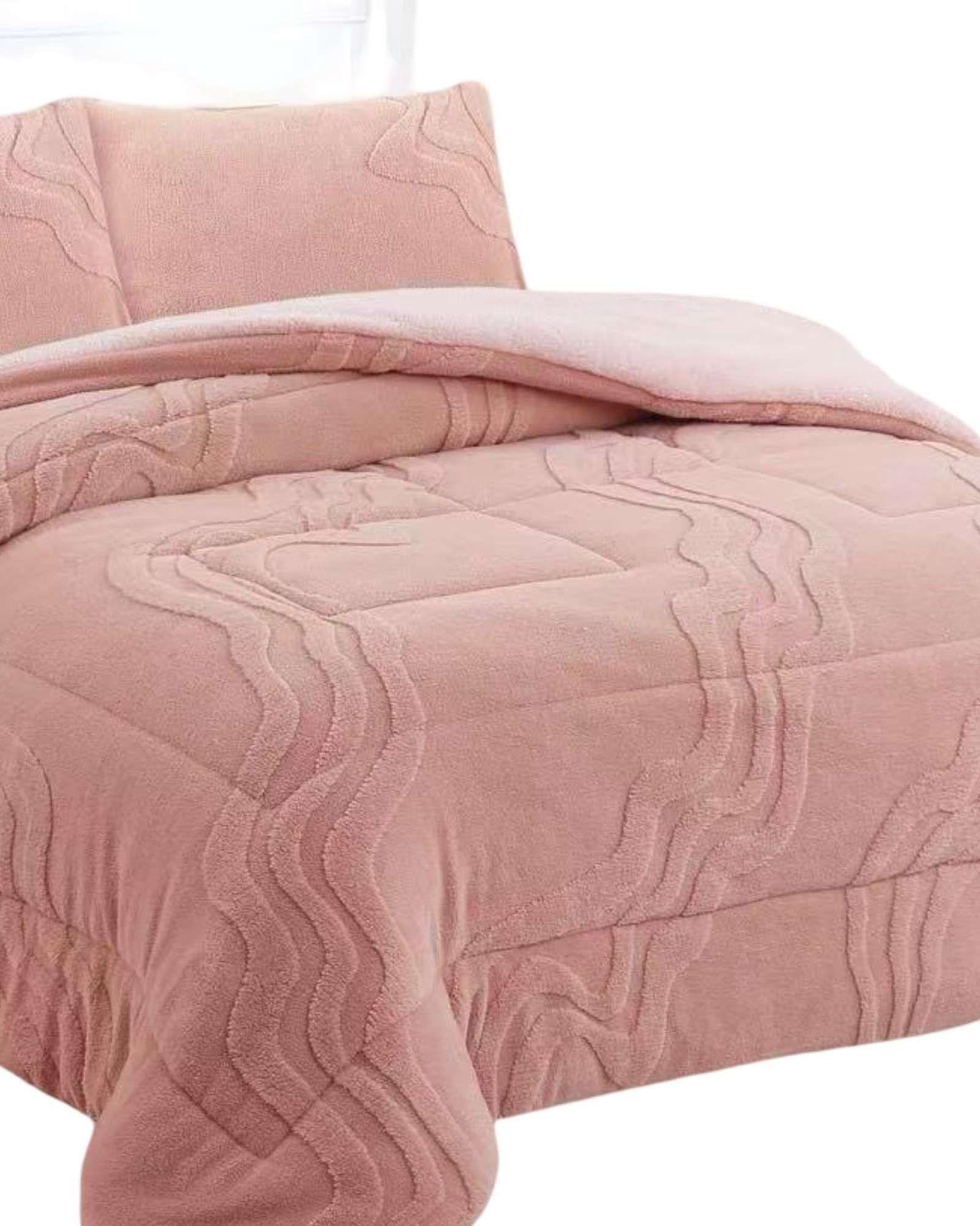 CUBRECAMA DISEÑO 2025 CON CHIPORRO SUPER KING 250 CM X 270 CM ROSA *1-1
