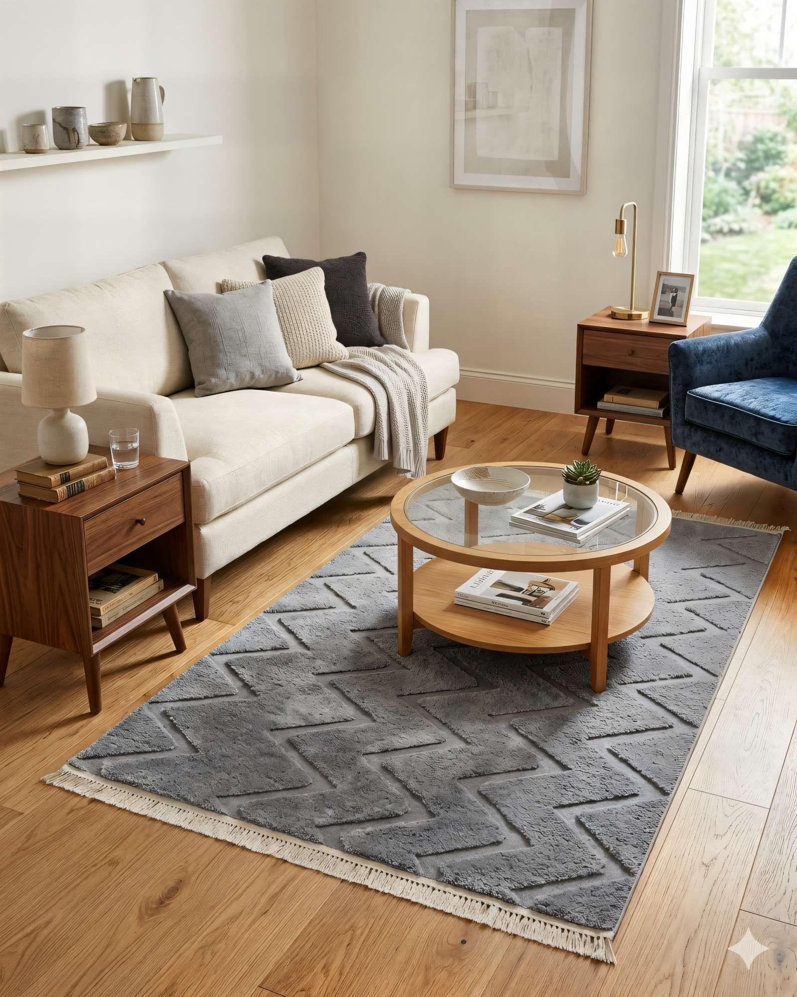 ALFOMBRA JACQUARD 200 X 240  DECORATIVA COLOR GRIS 2-3