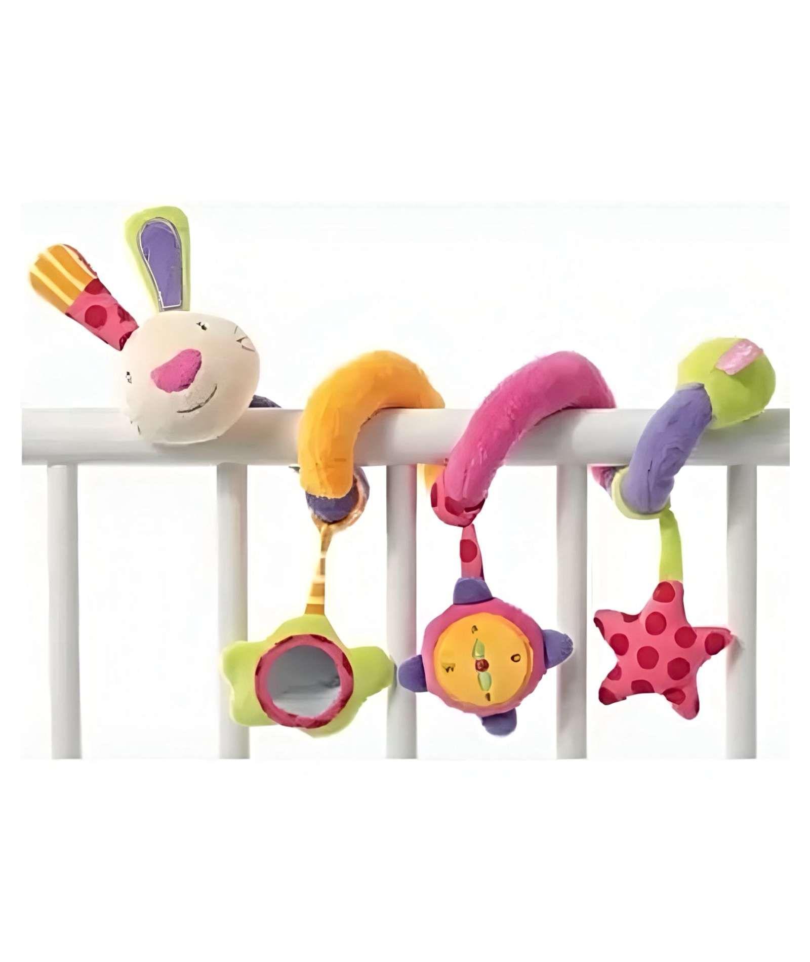 Sonajero Espiral Sensorial para Bebés: Estimulación Visual y Auditiva diseño conejo-1
