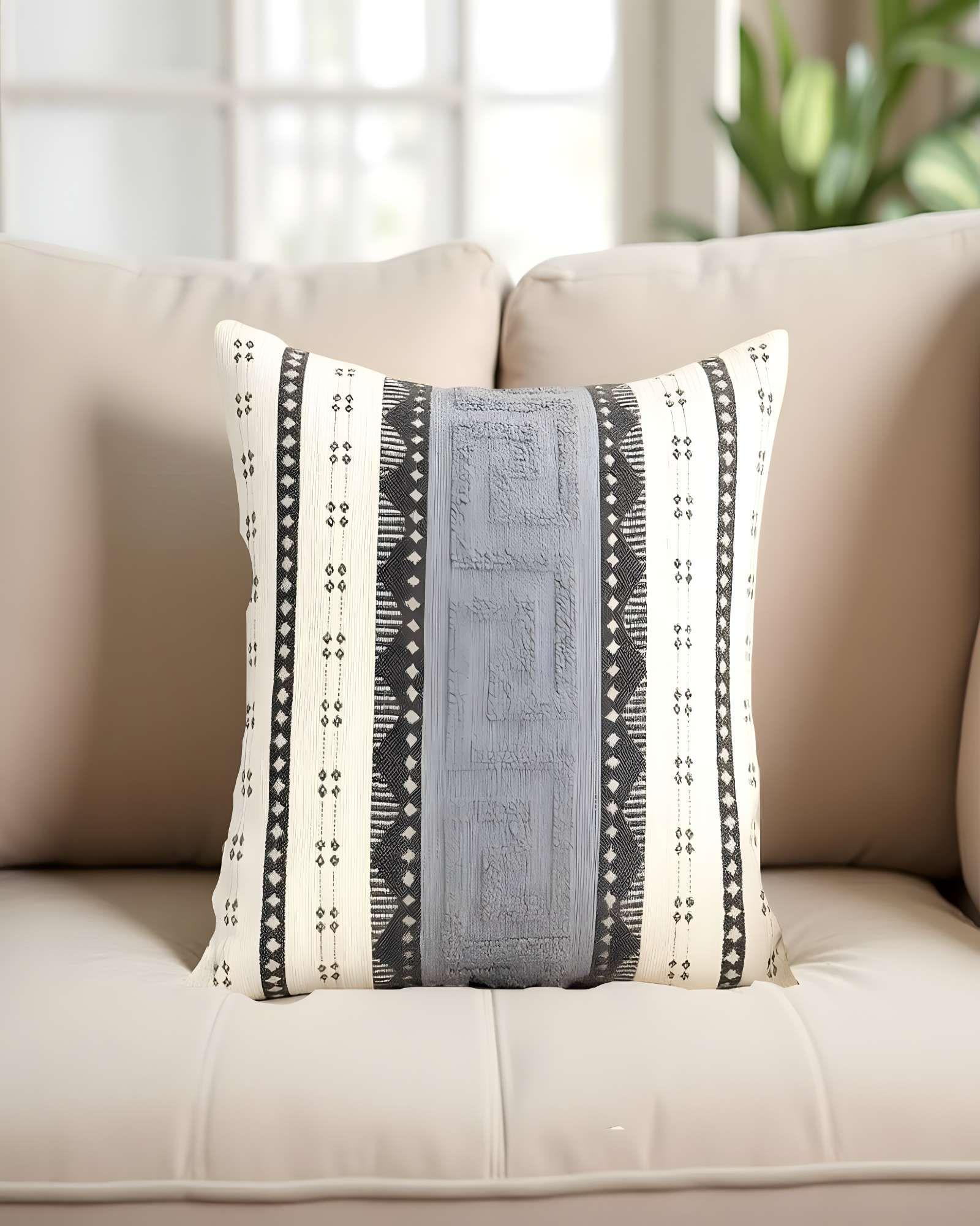 SET DE 2 FUNDAS DE COJIN CHENILLE MANDALA 45X45 BLANCO 03-2