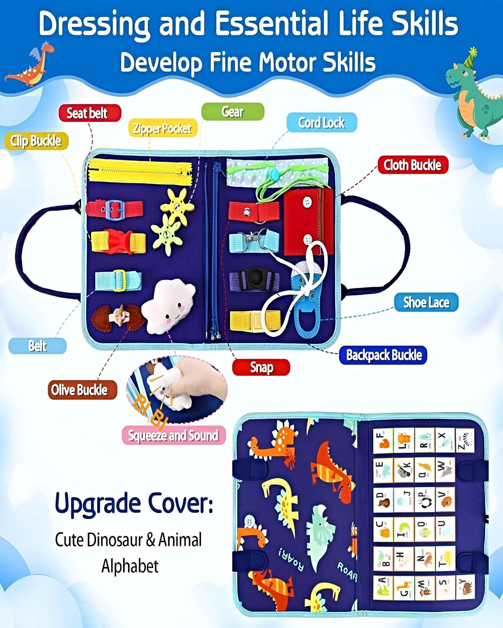 Libro Sensorial de 8 Páginas: Juego Educativo y Motricidad azul-1