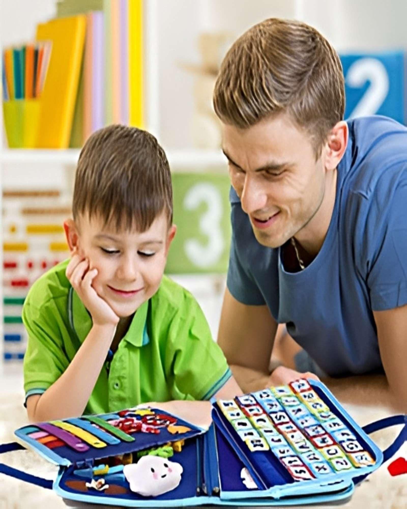 Libro Sensorial de 8 Páginas: Juego Educativo y Motricidad azul-4