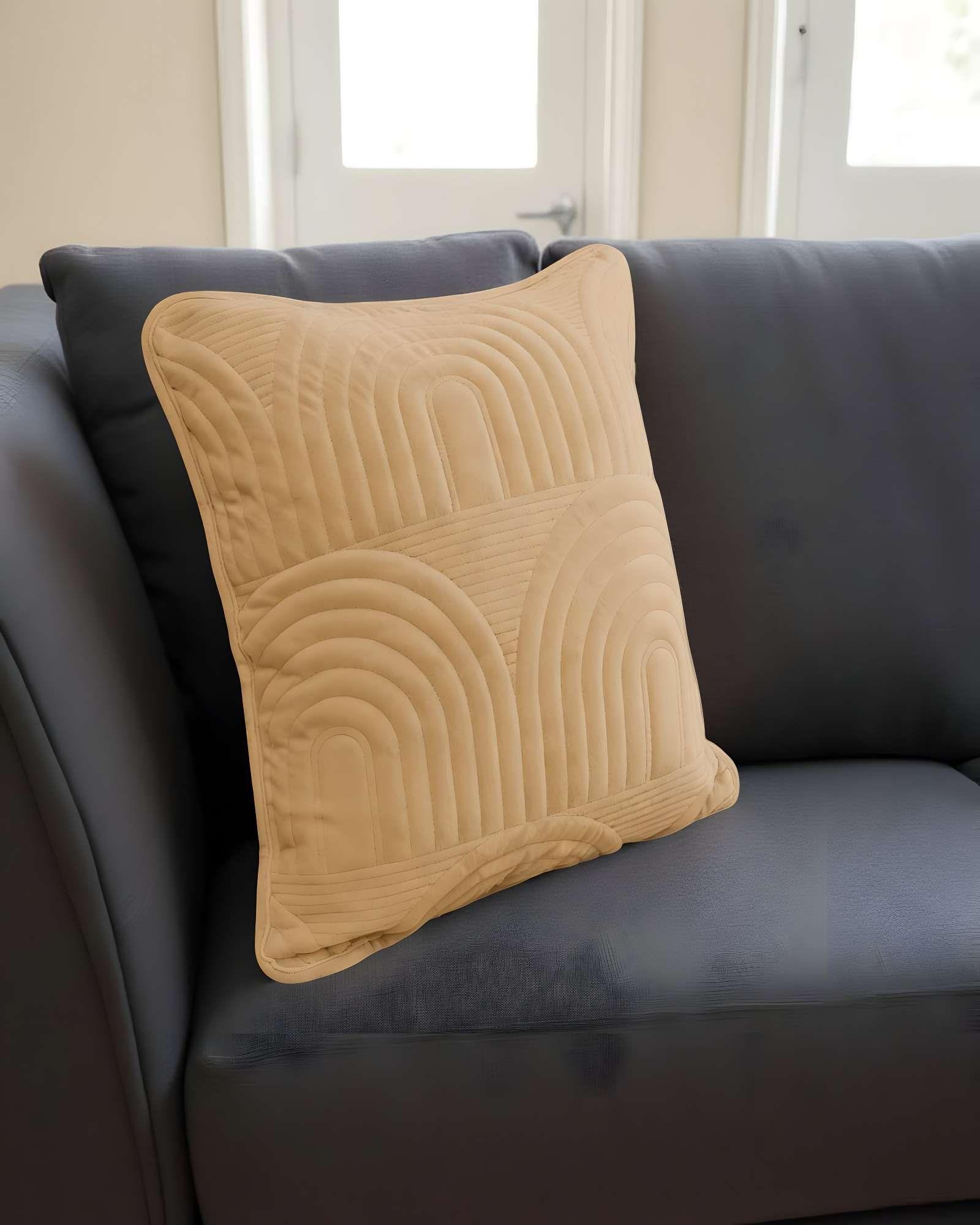 PACK DE 2 FUNDAS DE COJIN SERIE ARCO 45X45 CM CAFÉ-3