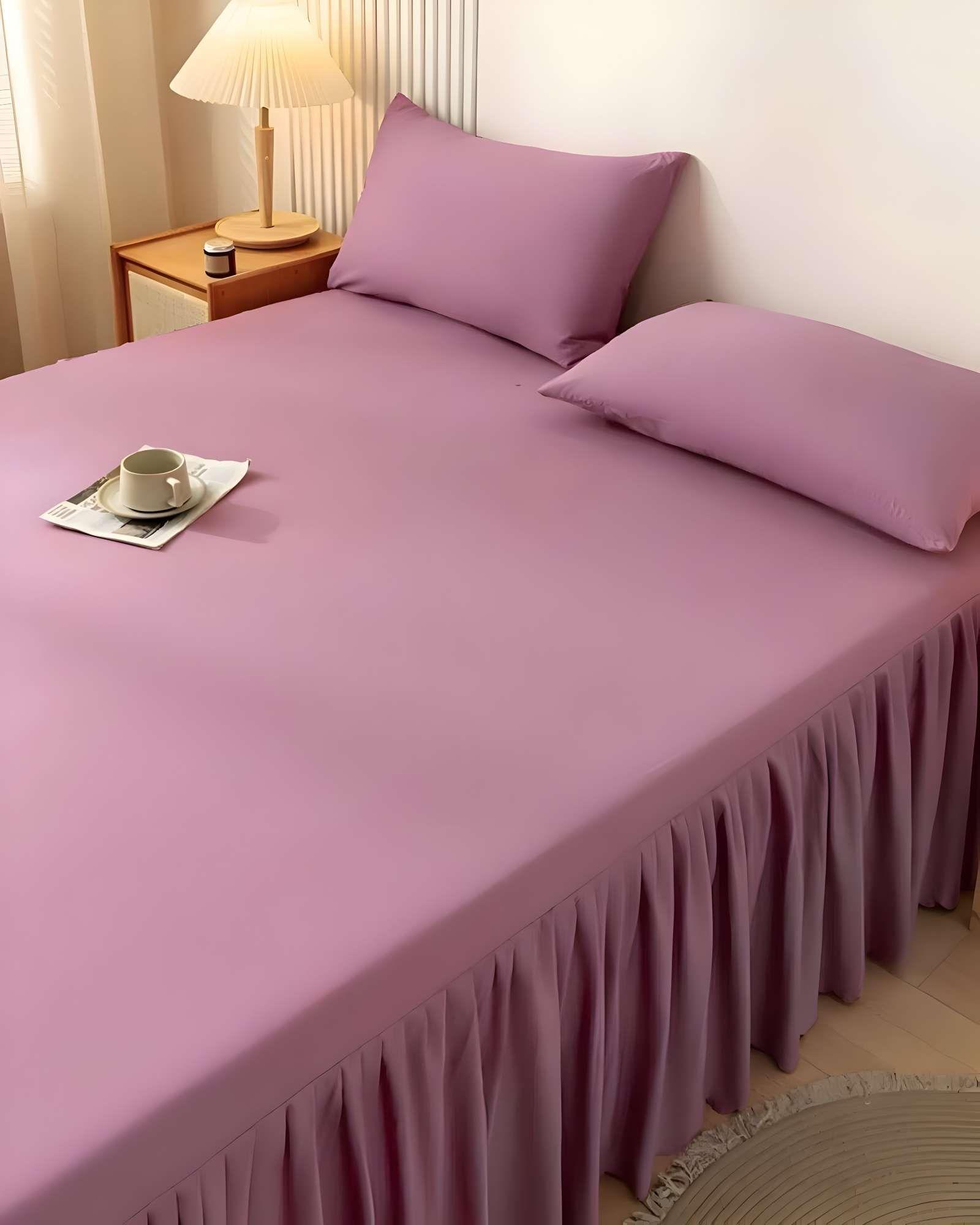 FALDÓN DE CAMA CON VOLADO PROTECTOR DE BASE DE CAMA PLAZA Y MEDIA 105X200 CM 03-4