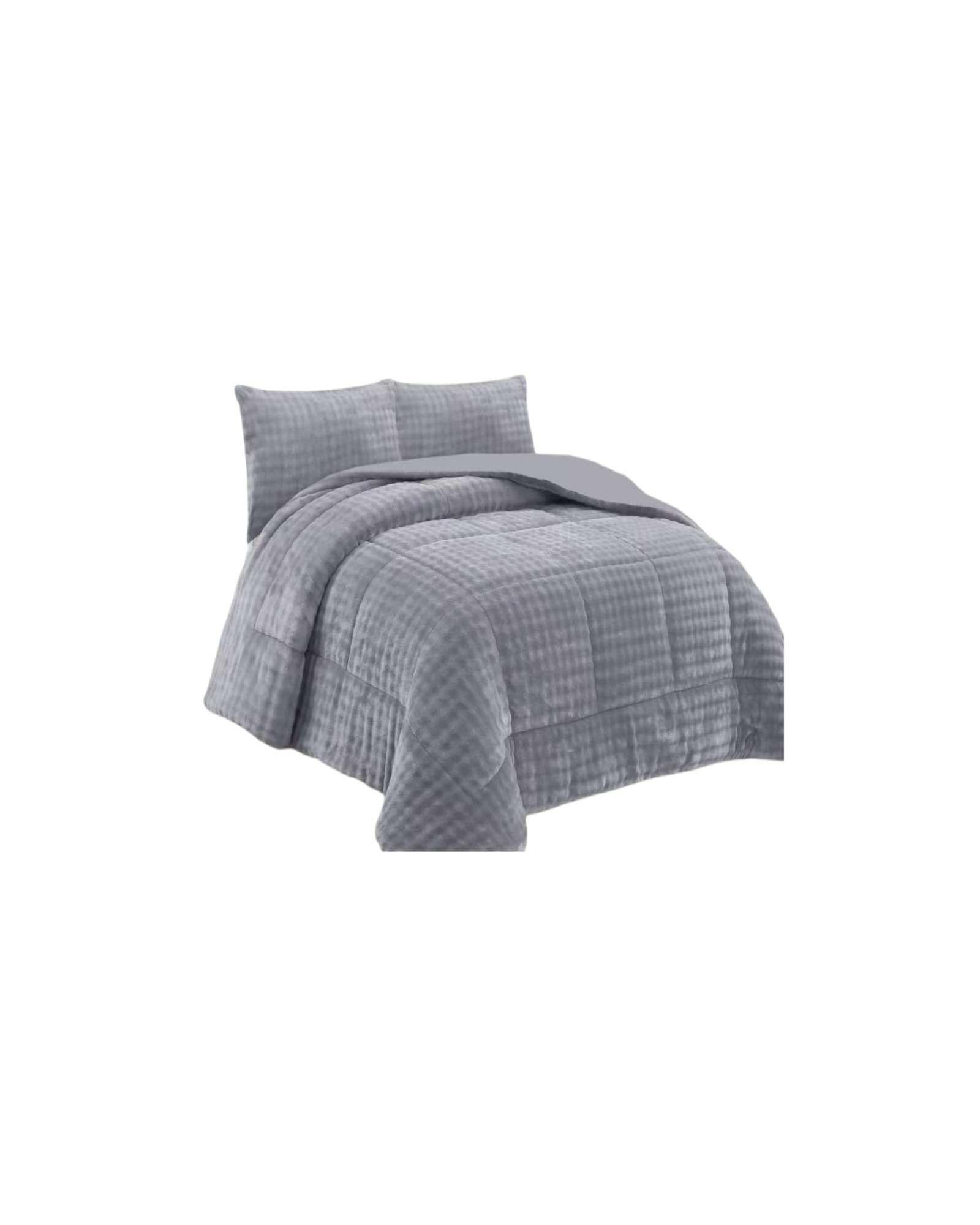 CUBRECAMA CON CHIPORRO CON RELIEVE 2P GRIS-2