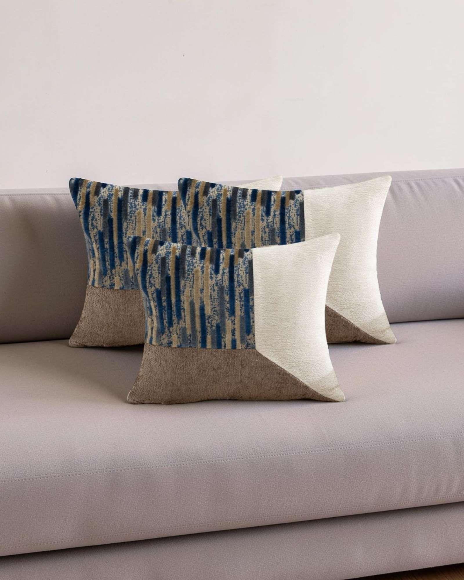 SET DE 3 FUNDAS DE COJIN CHENILLE DE EMPALME MULTICOLOR 5-2