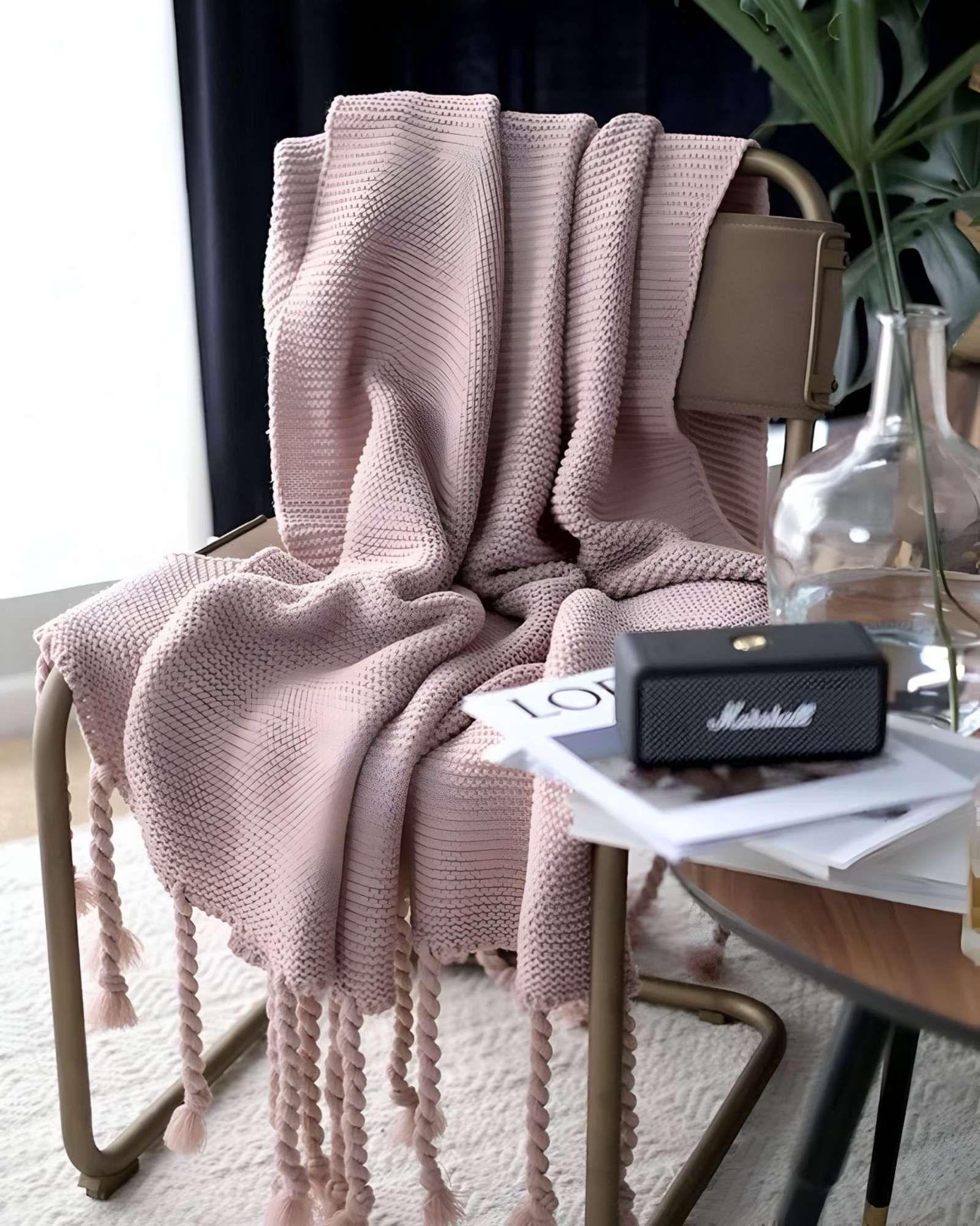 MANTA DECORATIVA CHENILLE CON FLECOS DE SOGA PARA CAMA O SOFA M3-2