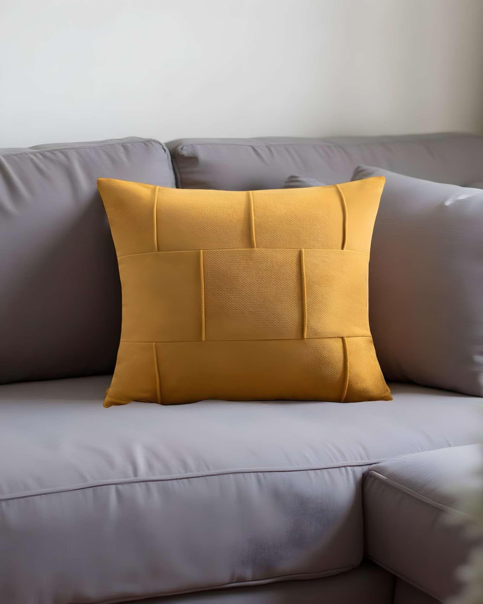 SET DE 2 FUNDAS DE COJIN PLISADA 45X45 AMARILLO-3