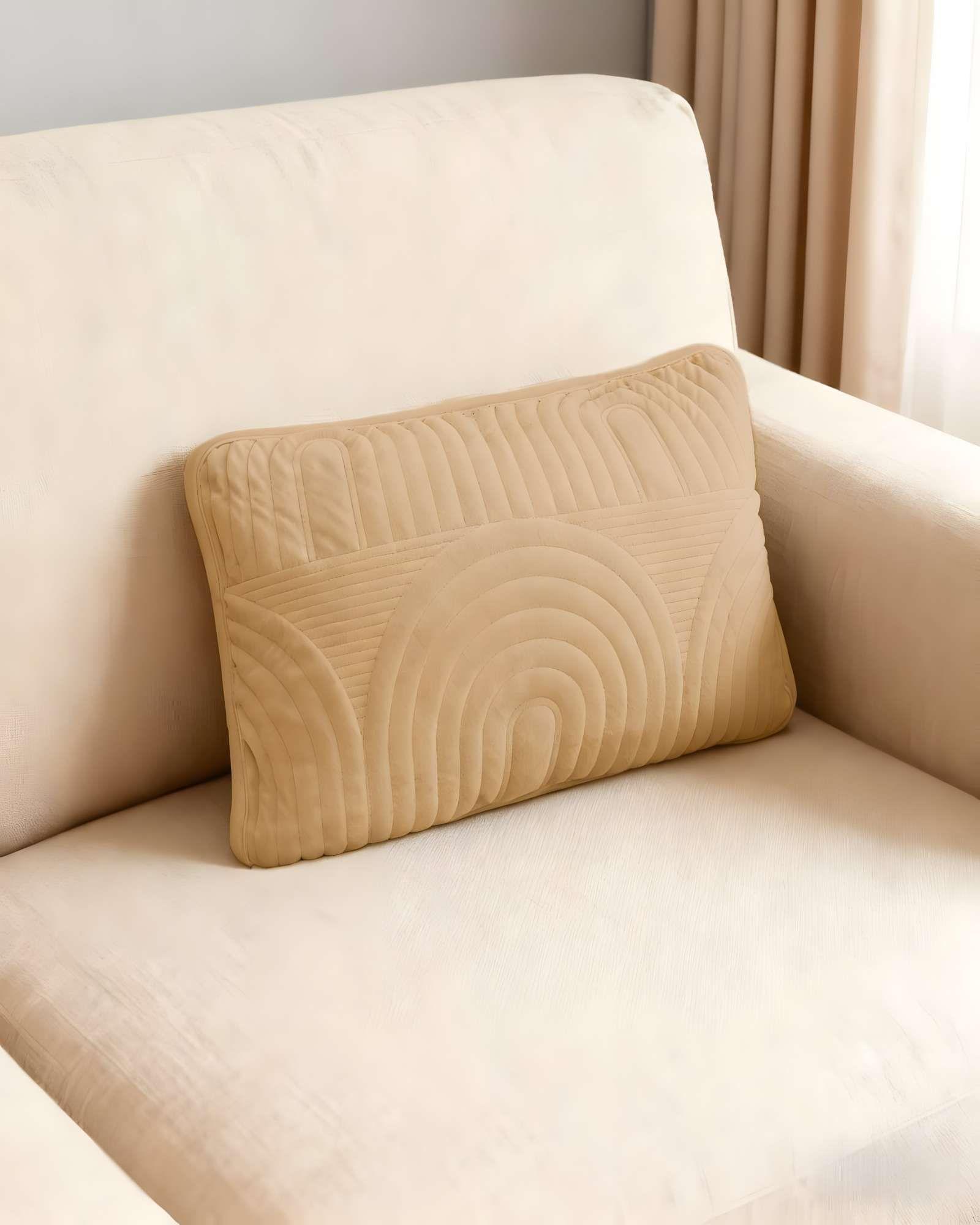 PACK DE 4 FUNDAS DE COJIN SERIE ARCO 30X50 CM CAFÉ-3