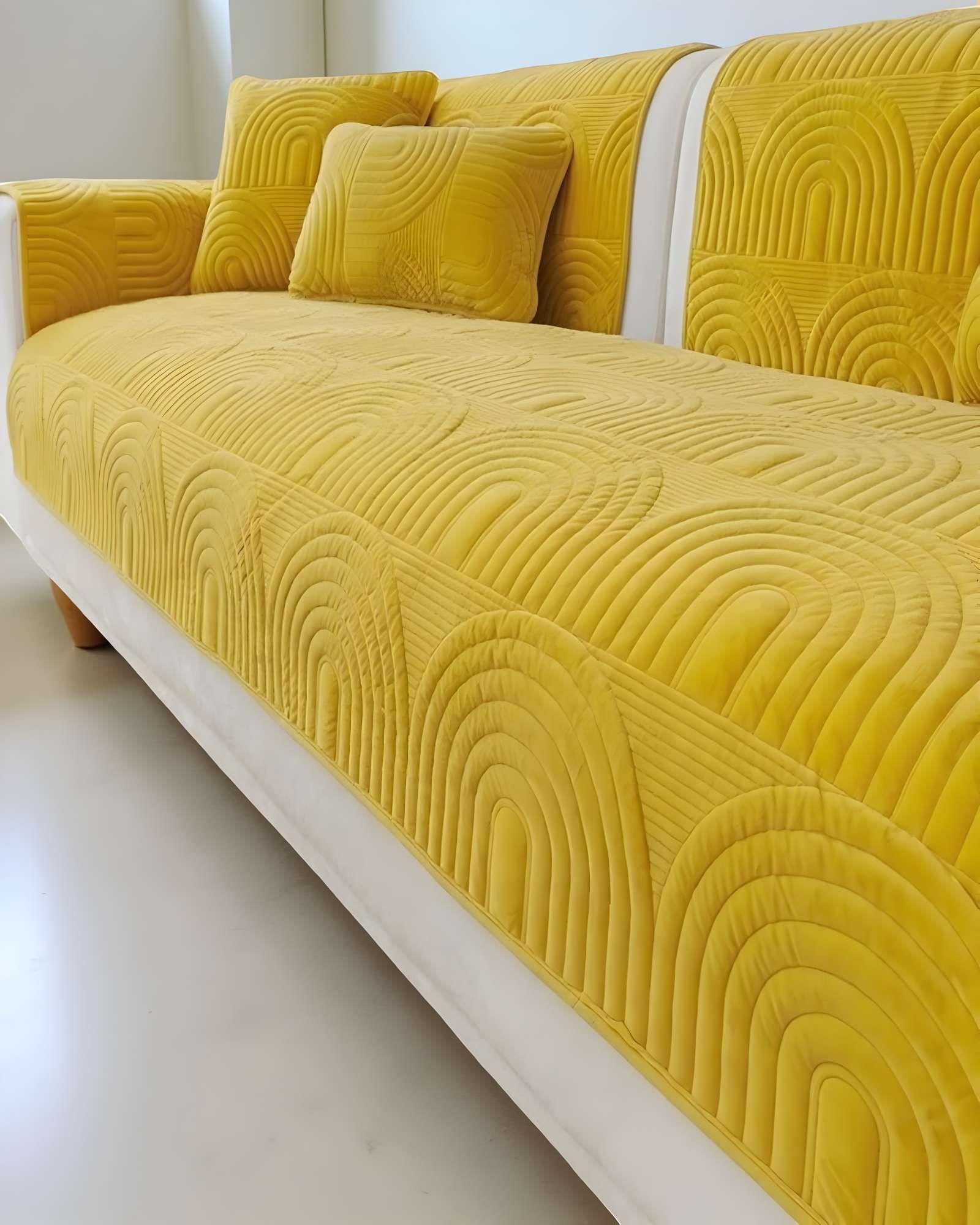 PACK DE 5 FUNDAS PARA SOFA CON DISEÑO J6 AMARILLO-2