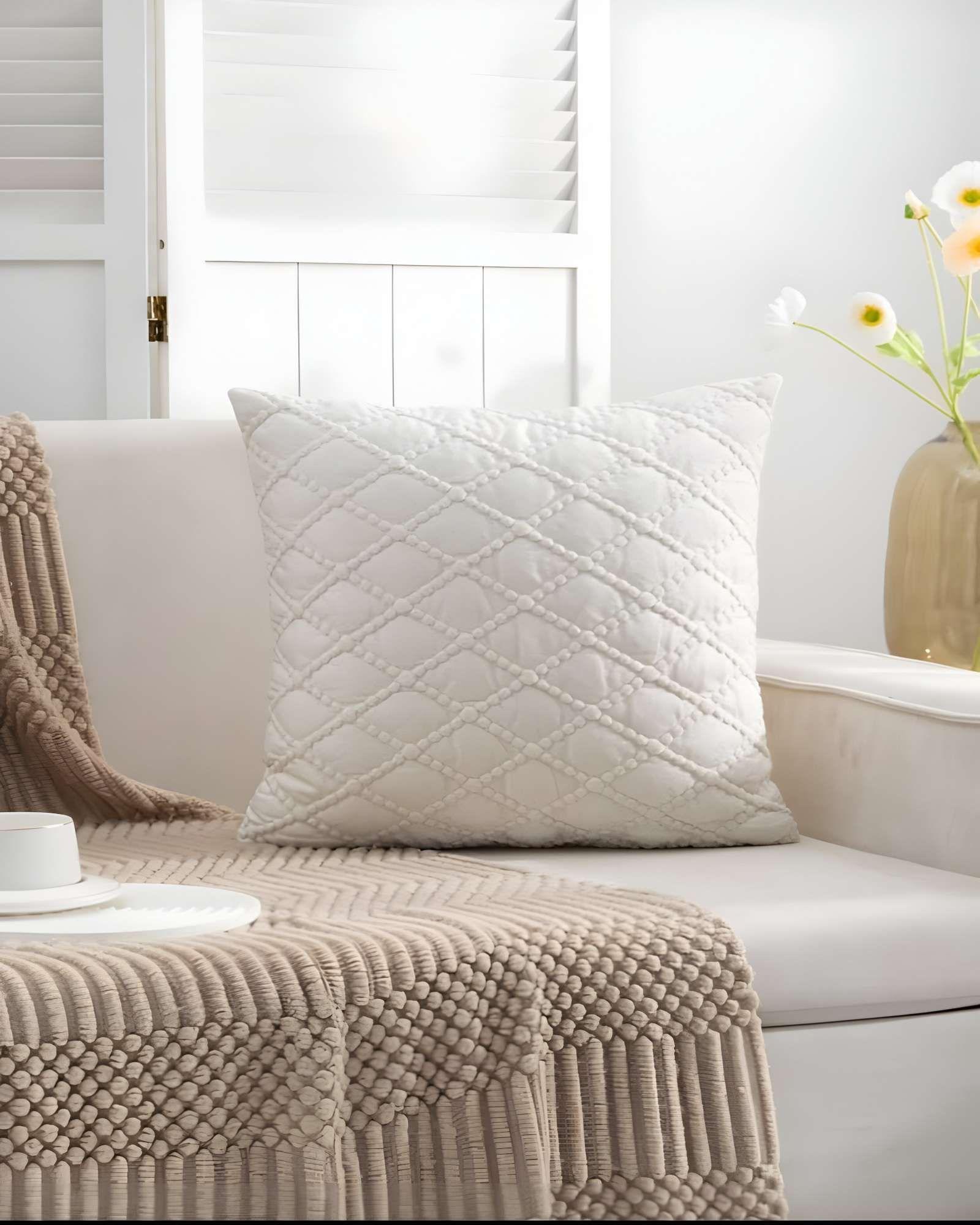SET DE 2 FUNDAS DE COJIN TERCIOPELO 45X45 BLANCO-2