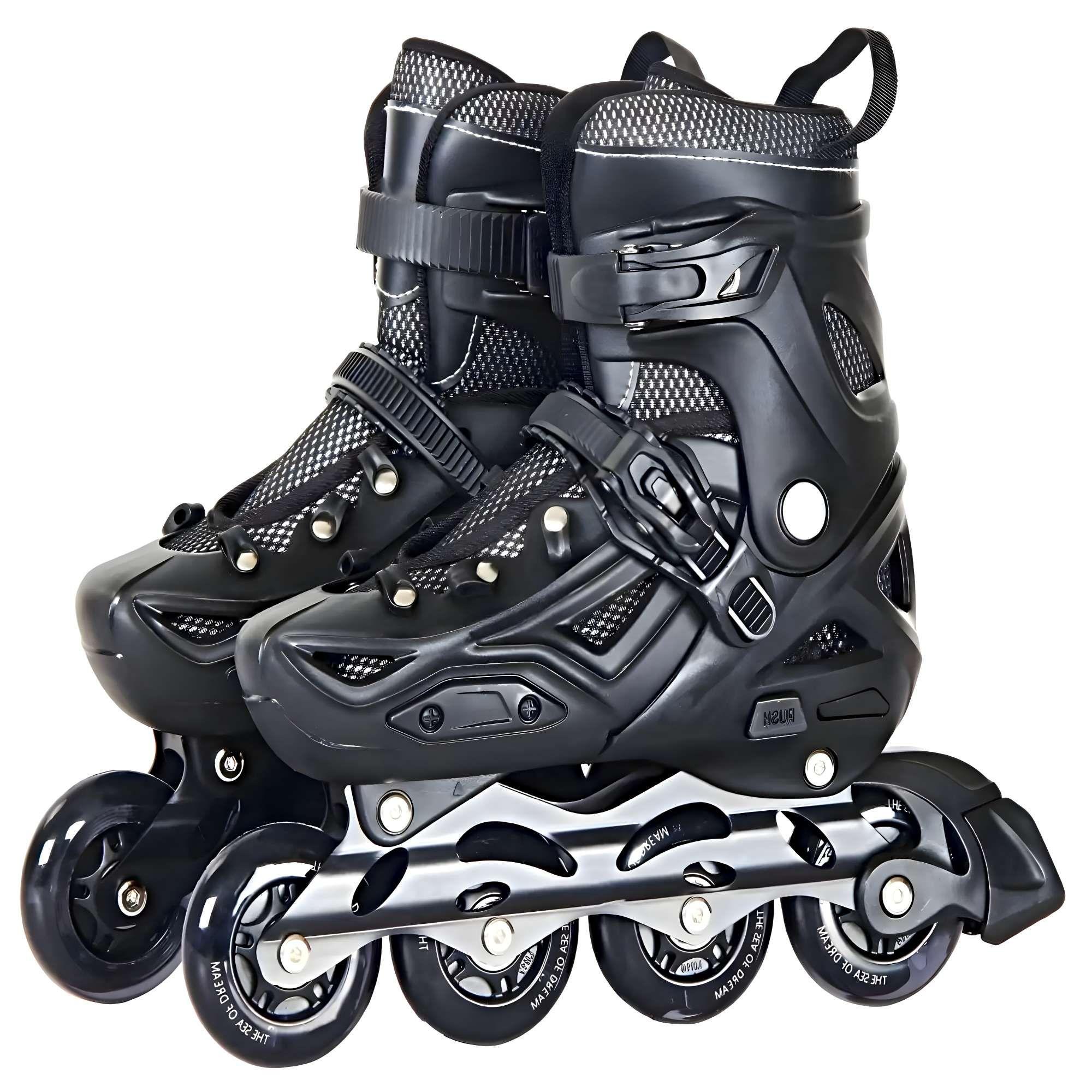 PATIN LINEAL CON LUCES Y KIT TALLA S 31-34 NEGRO-2
