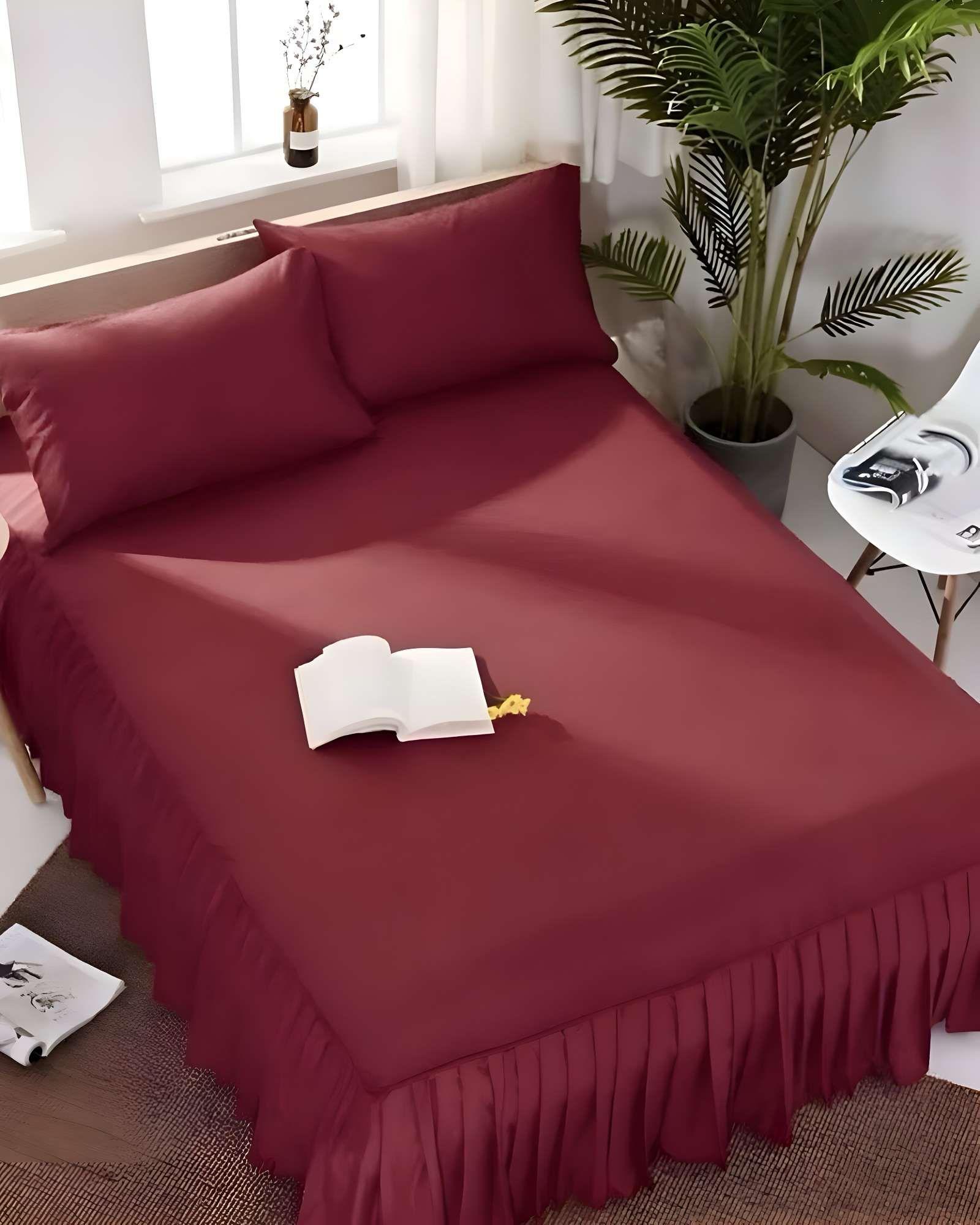 FALDÓN DE CAMA CON VOLADO PROTECTOR DE BASE DE CAMA KING 180X200 CM 02-3