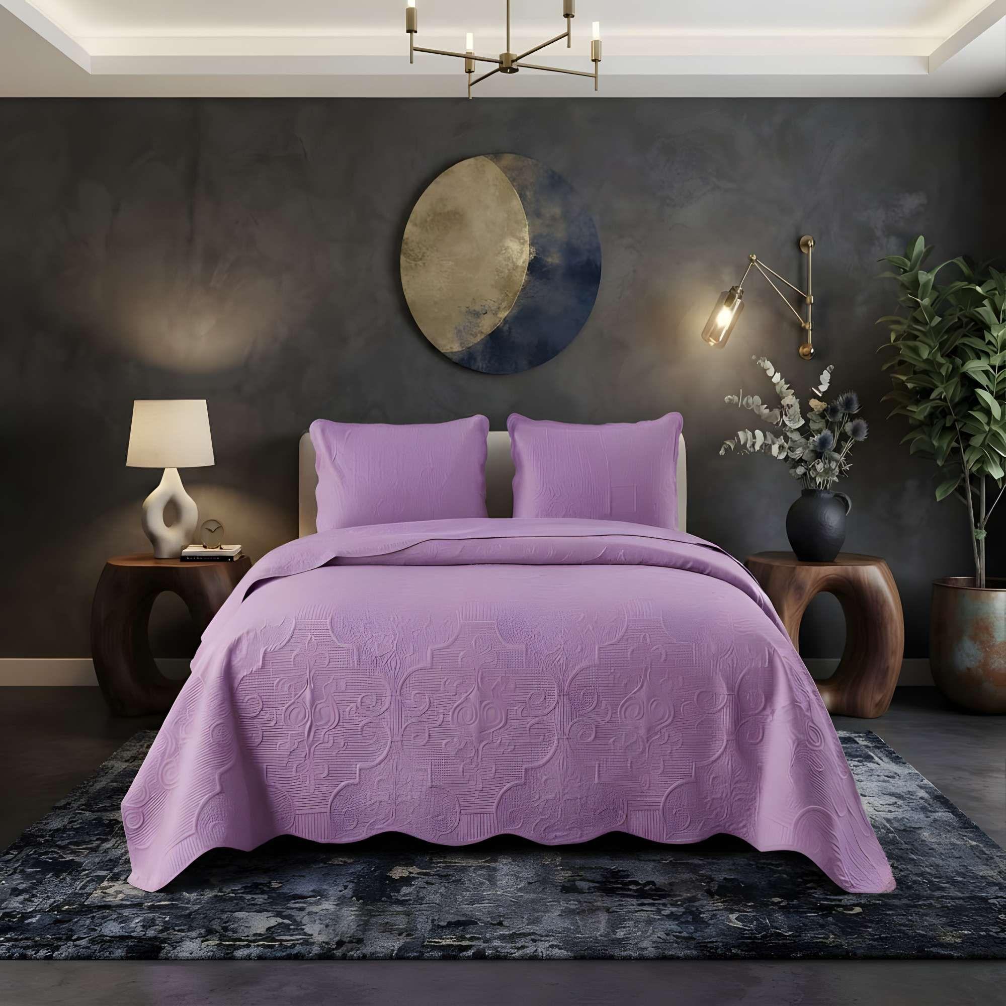 CUBRECAMA DE VERANO KING COLOR MORADO-2