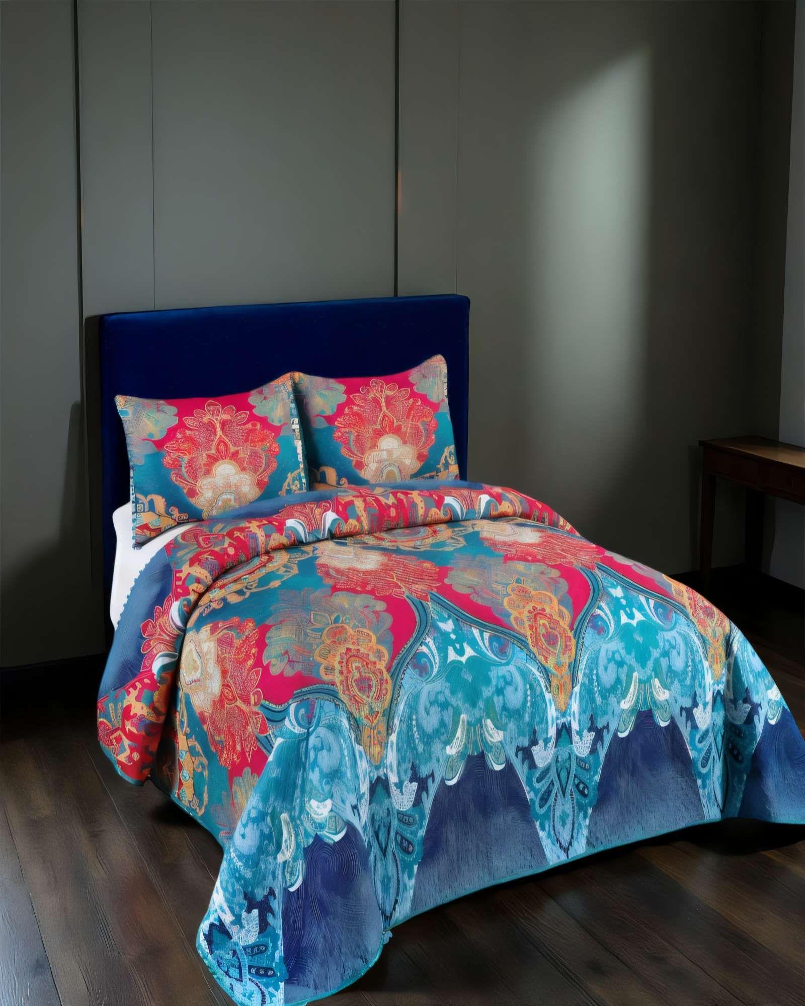 CUBRECAMA DE VERANO CON DISENO Y POMPON KING MULTICOLOR 03-2