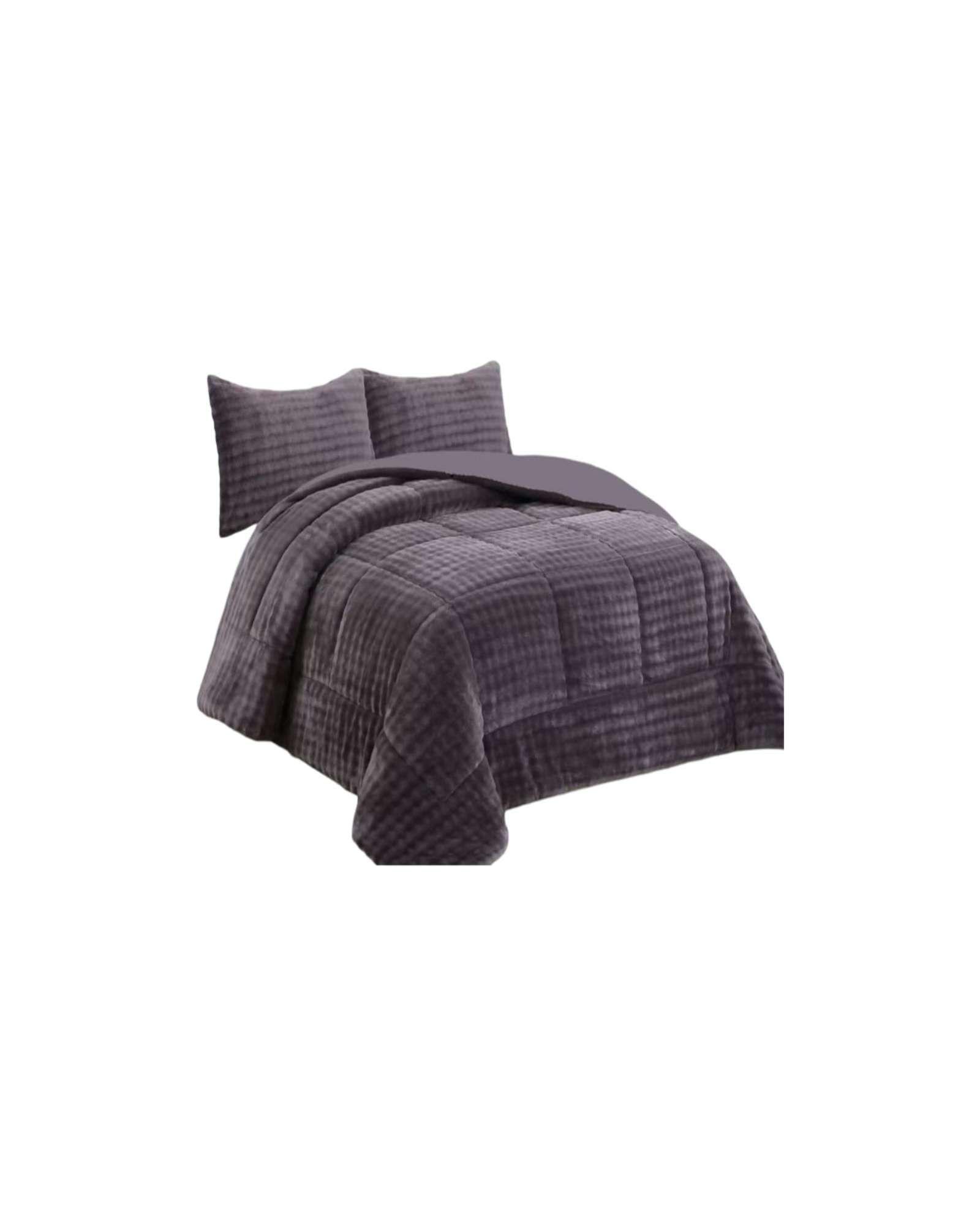 CUBRECAMA CON CHIPORRO CON RELIEVE 2P GRIS OSCURO-2