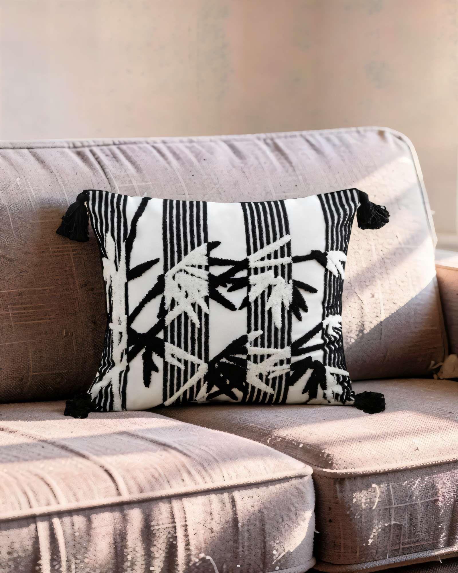 PACK DE 2 FUNDAS DE COJIN 45CMX45CM BLANCO CON NEGRO-3