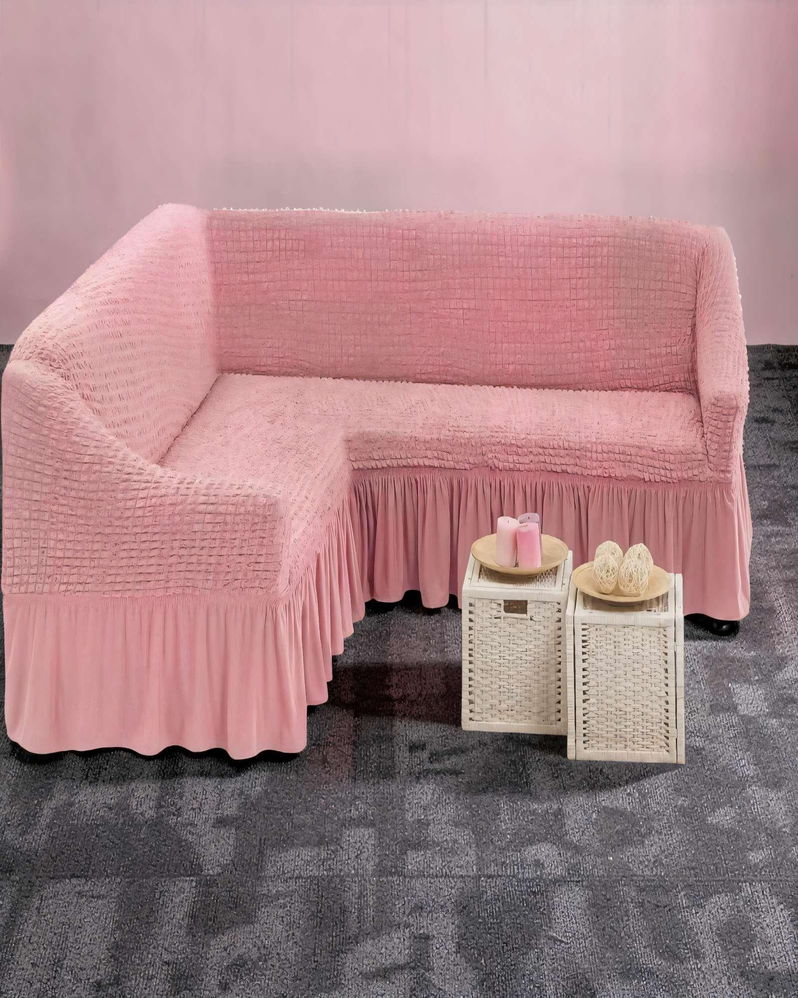 FUNDA DE SOFÁ TURCO EN FORMA DE L COLOR ROSADO-2