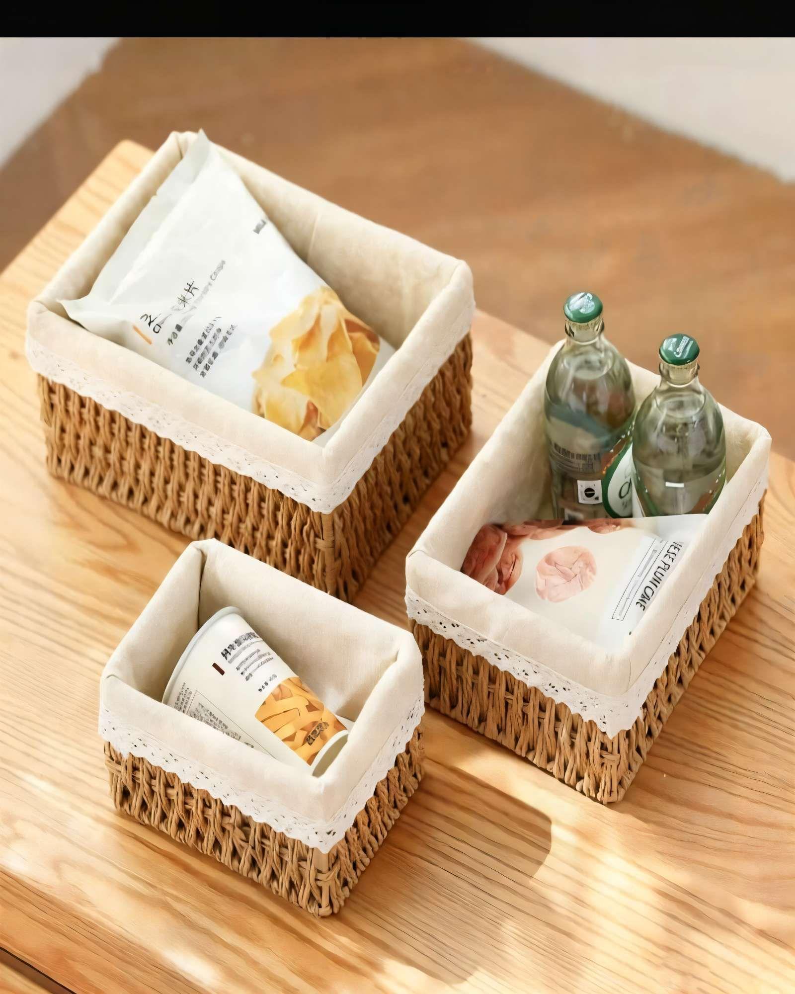 SET DE 3 CANASTOS 26CMX20CMX11.5CM COLOR CAFÉ-2