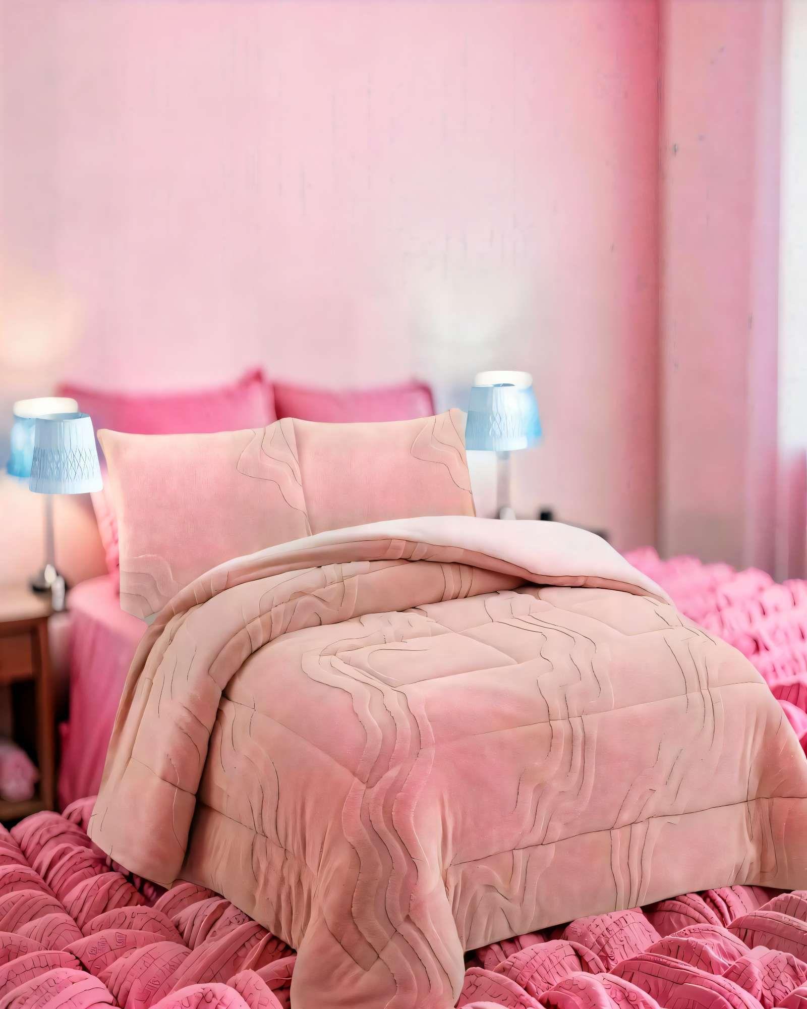 CUBRECAMA CON RELIEVE EN FORMA DE ONDAS KING COLOR ROSADO-2