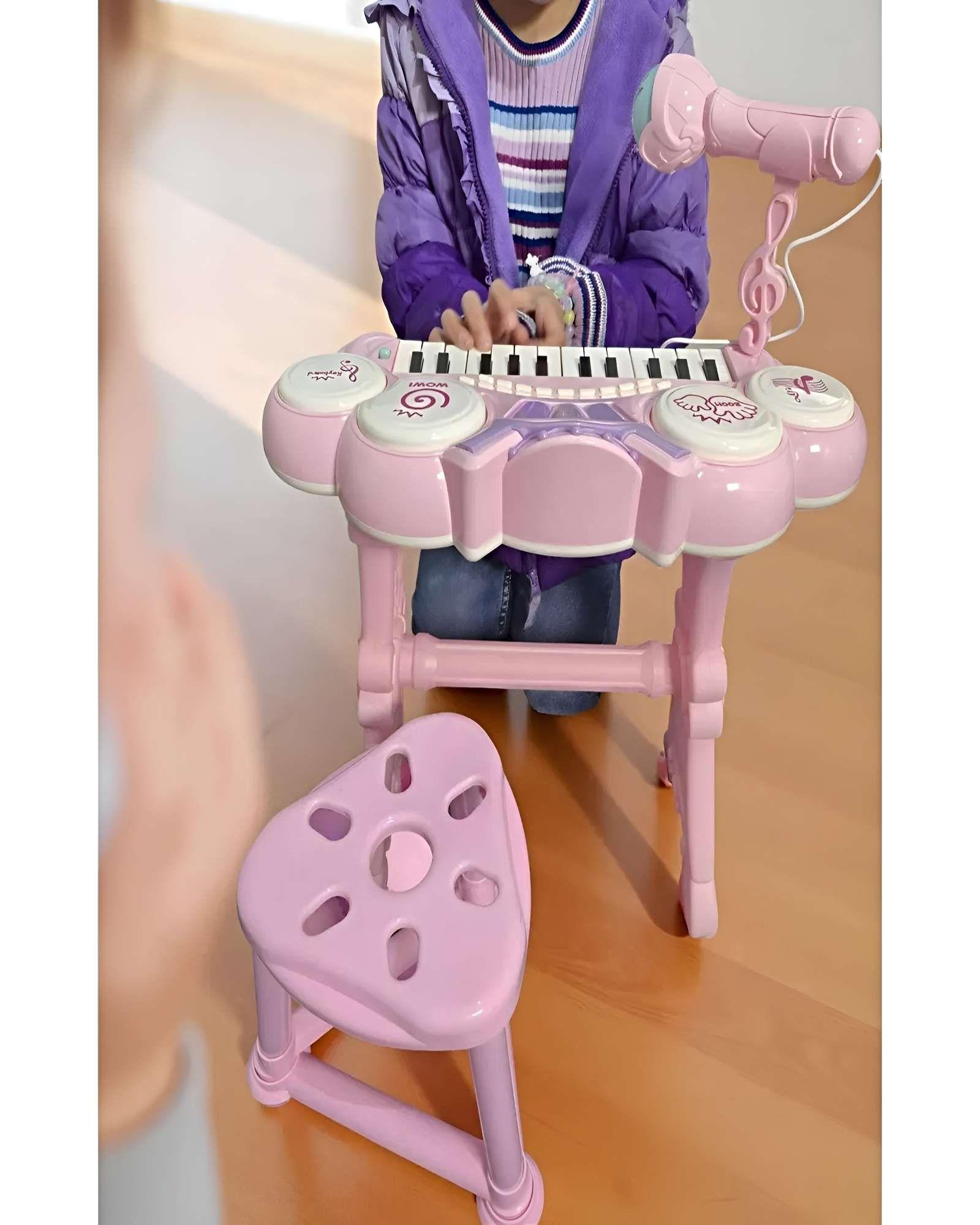 TECLADO EDUCATIVO ELECTRONICO PARA NIÑAS ROSADO-3